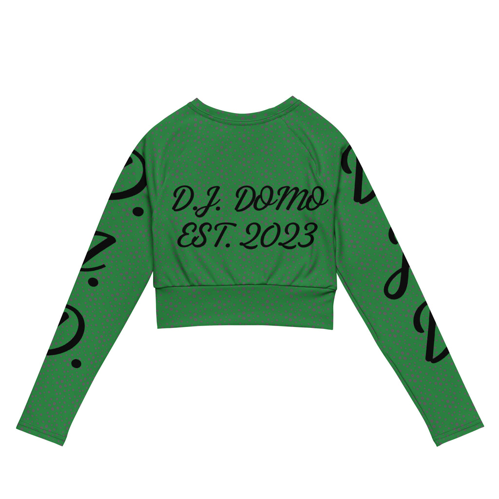 "D.J.D." Long-Sleeve Crop Top Light Green/Black