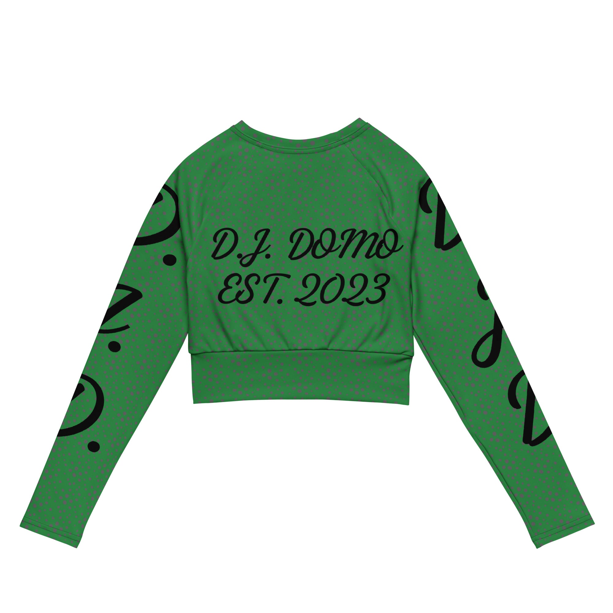 "D.J.D." Long-Sleeve Crop Top Light Green/Black