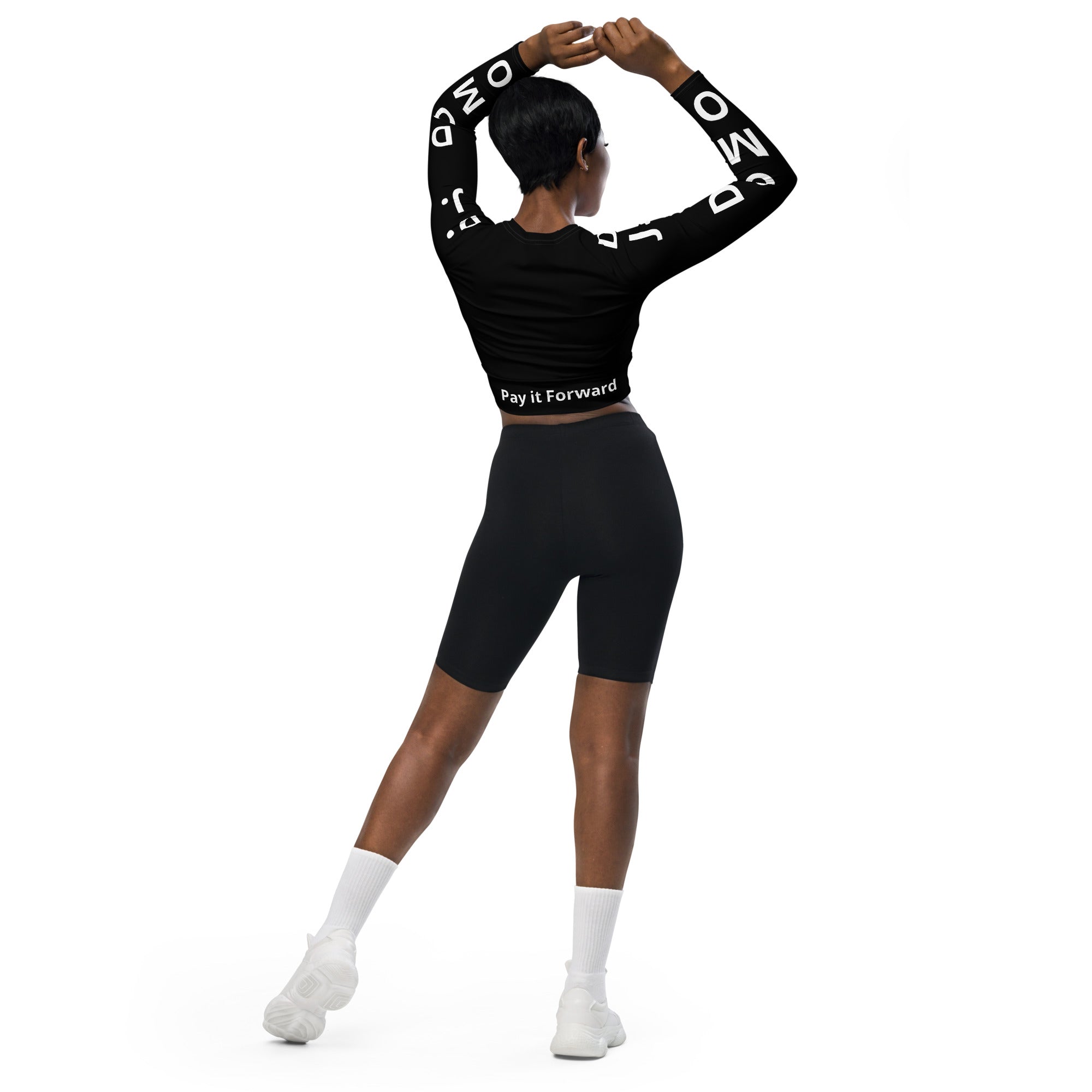 "Pay It Forward" Long-Sleeve Crop Top Black/White