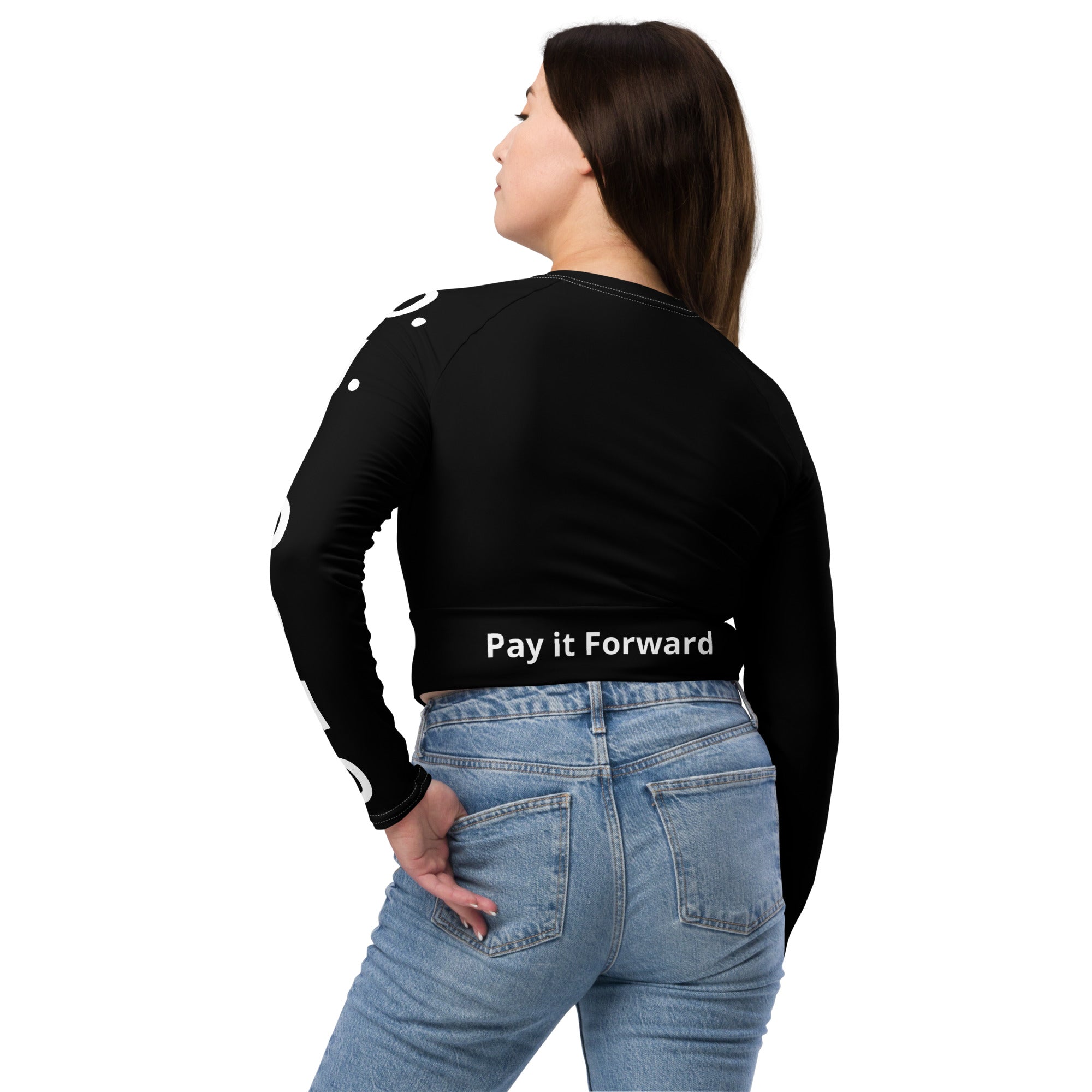 "Pay It Forward" Long-Sleeve Crop Top Black/White