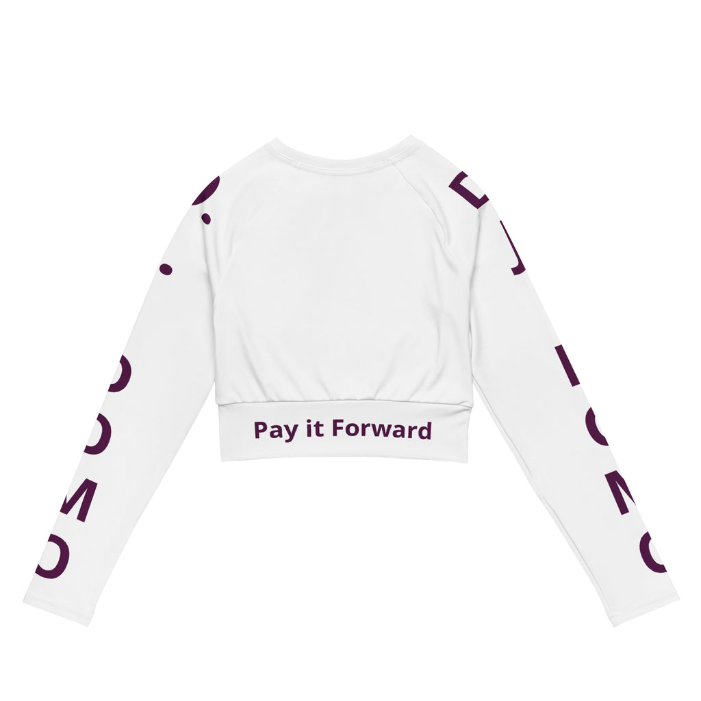 "Pay It Forward" Long-Sleeve Crop Top White/Purple
