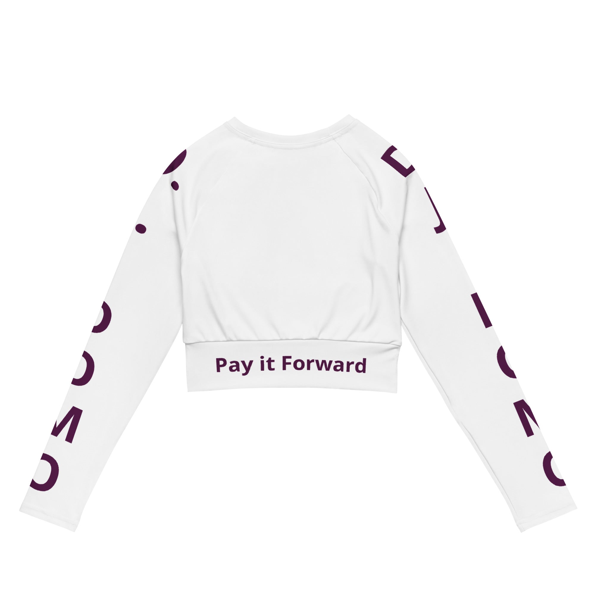 "Pay It Forward" Long-Sleeve Crop Top White/Purple