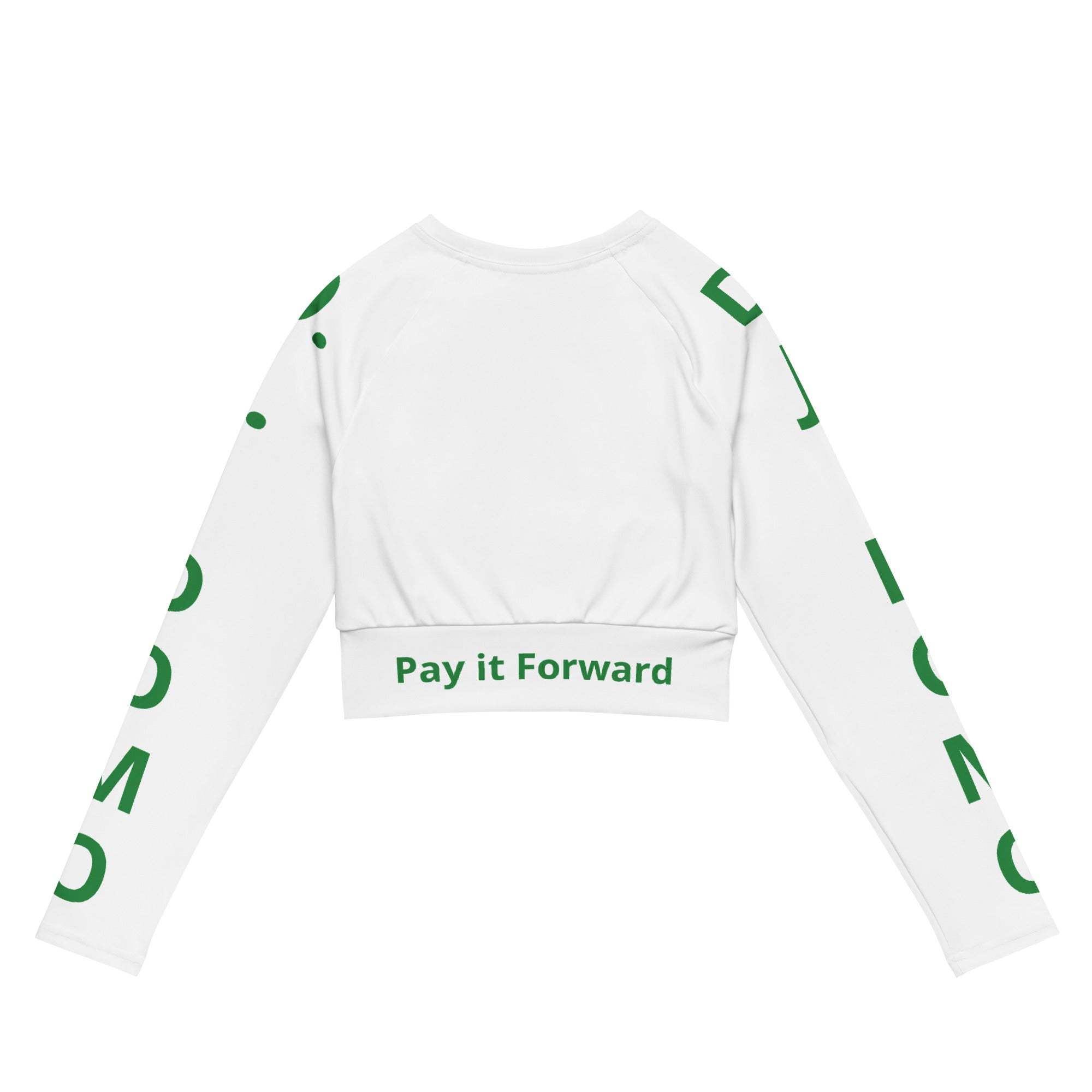 "Pay It Forward" Long-Sleeve Crop Top White/Green