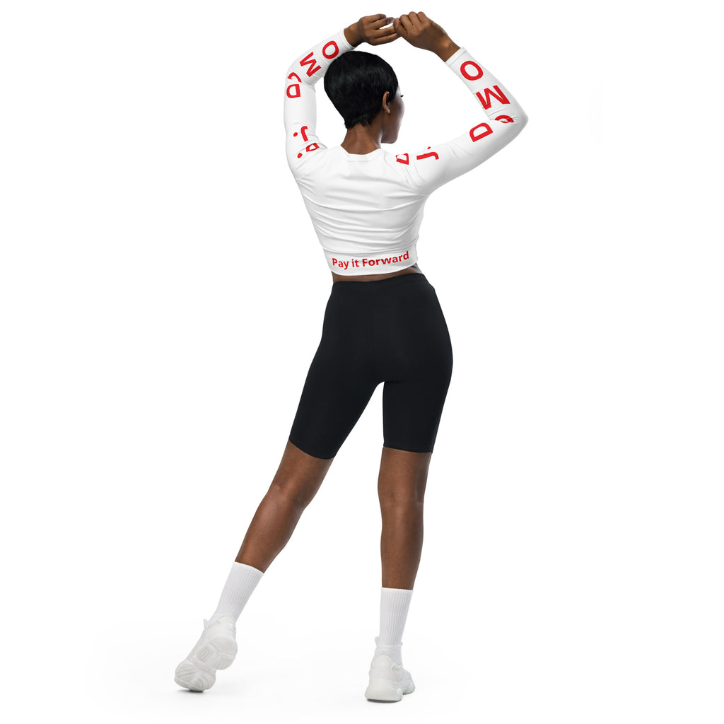 "Pay It Forward" Long-Sleeve Crop Top White/Red