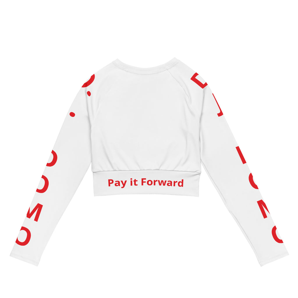 "Pay It Forward" Long-Sleeve Crop Top White/Red