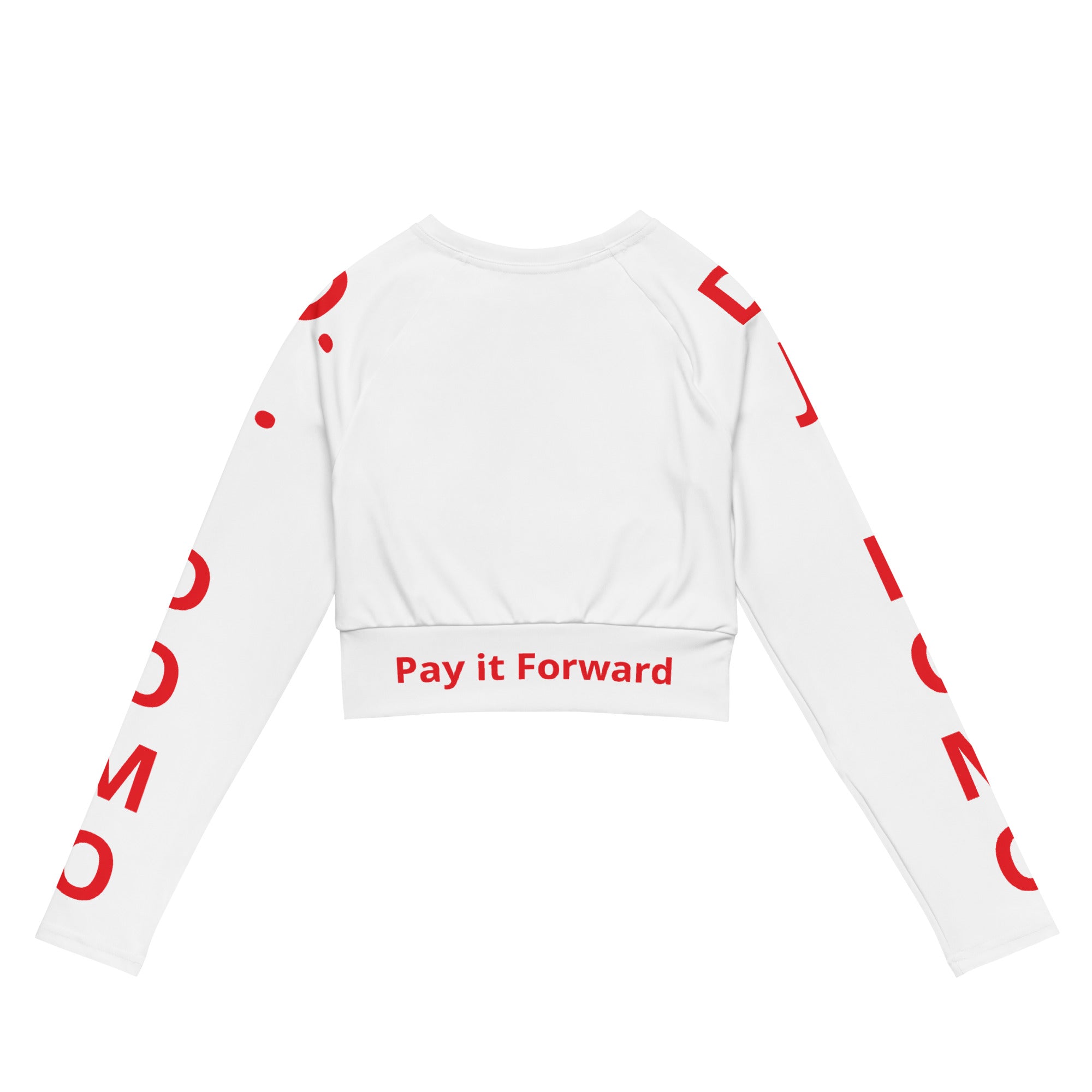 "Pay It Forward" Long-Sleeve Crop Top White/Red