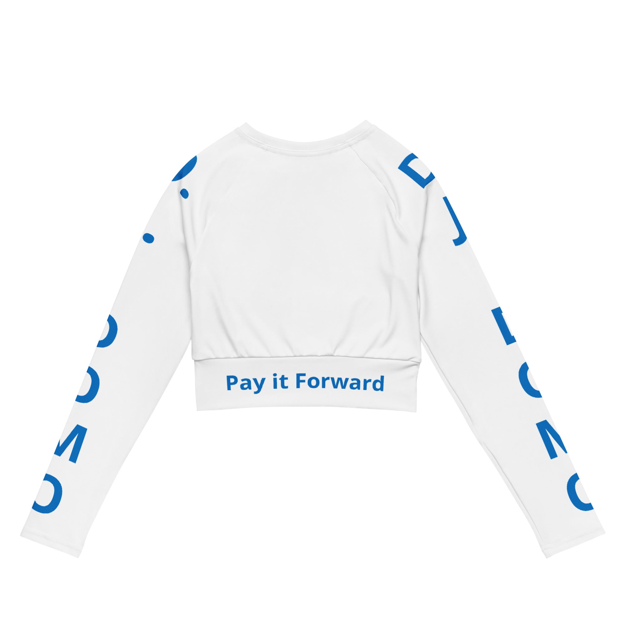 "Pay It Forward" Long-Sleeve Crop Top White/Light Blue