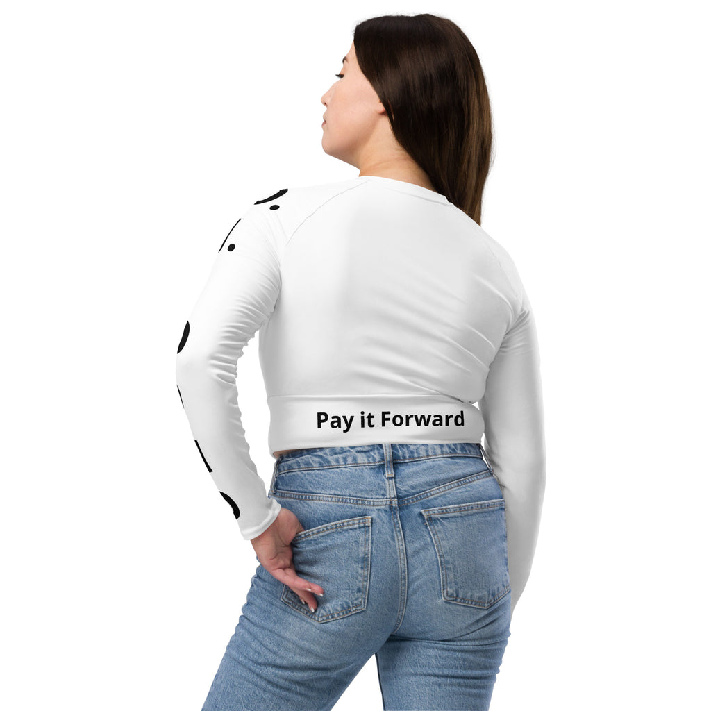 "Pay It Forward" Long-Sleeve Crop Top White/Black