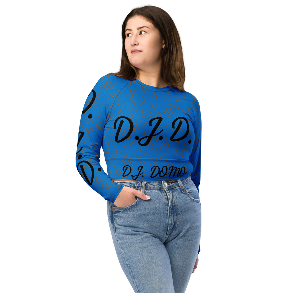 "D.J.D." Long-Sleeve Crop Top Light Blue/Black