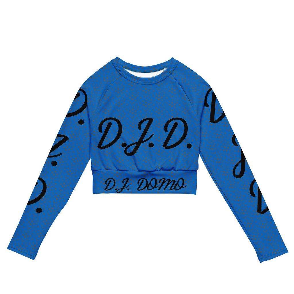 "D.J.D." Long-Sleeve Crop Top Light Blue/Black