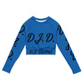"D.J.D." Long-Sleeve Crop Top Light Blue/Black