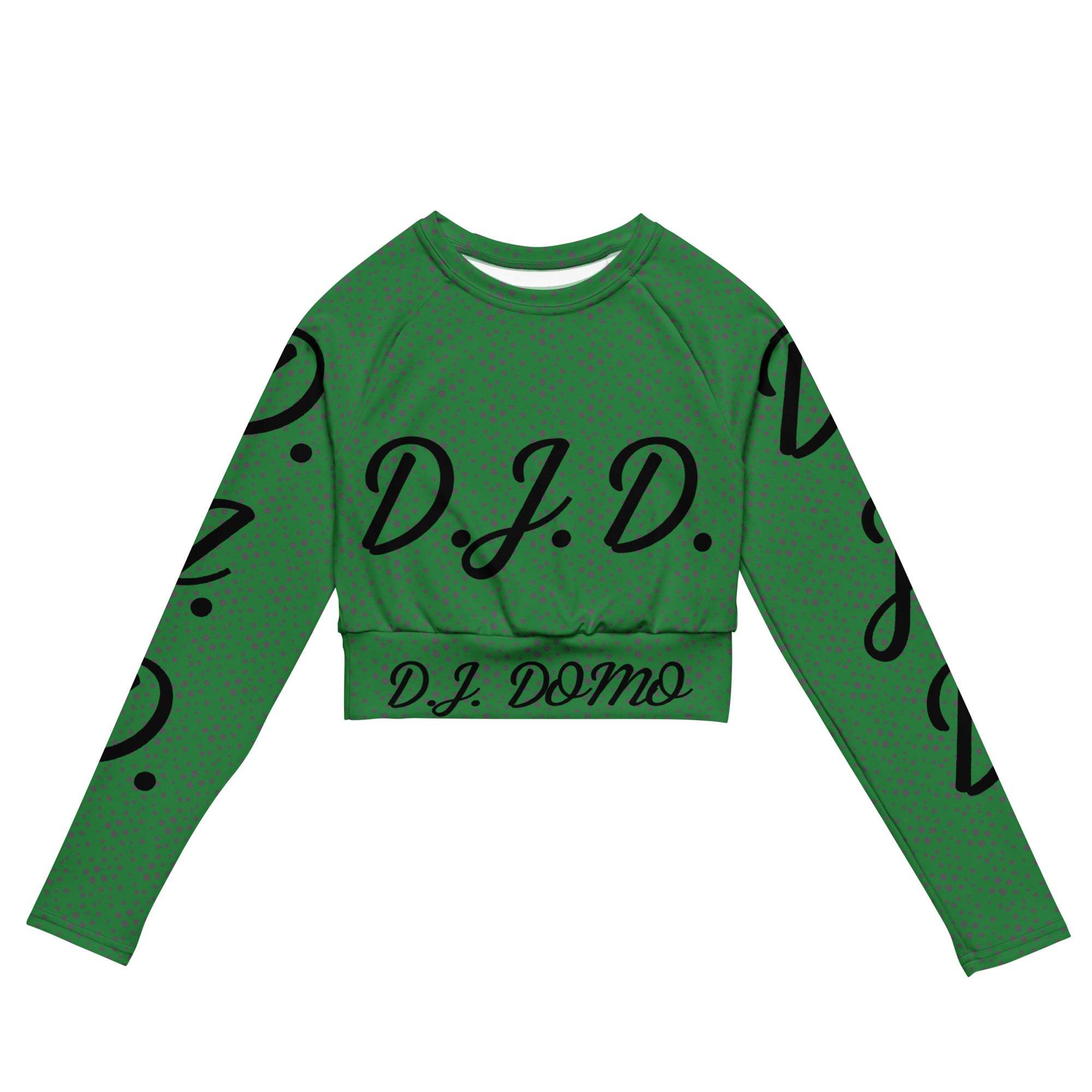 "D.J.D." Long-Sleeve Crop Top Light Green/Black