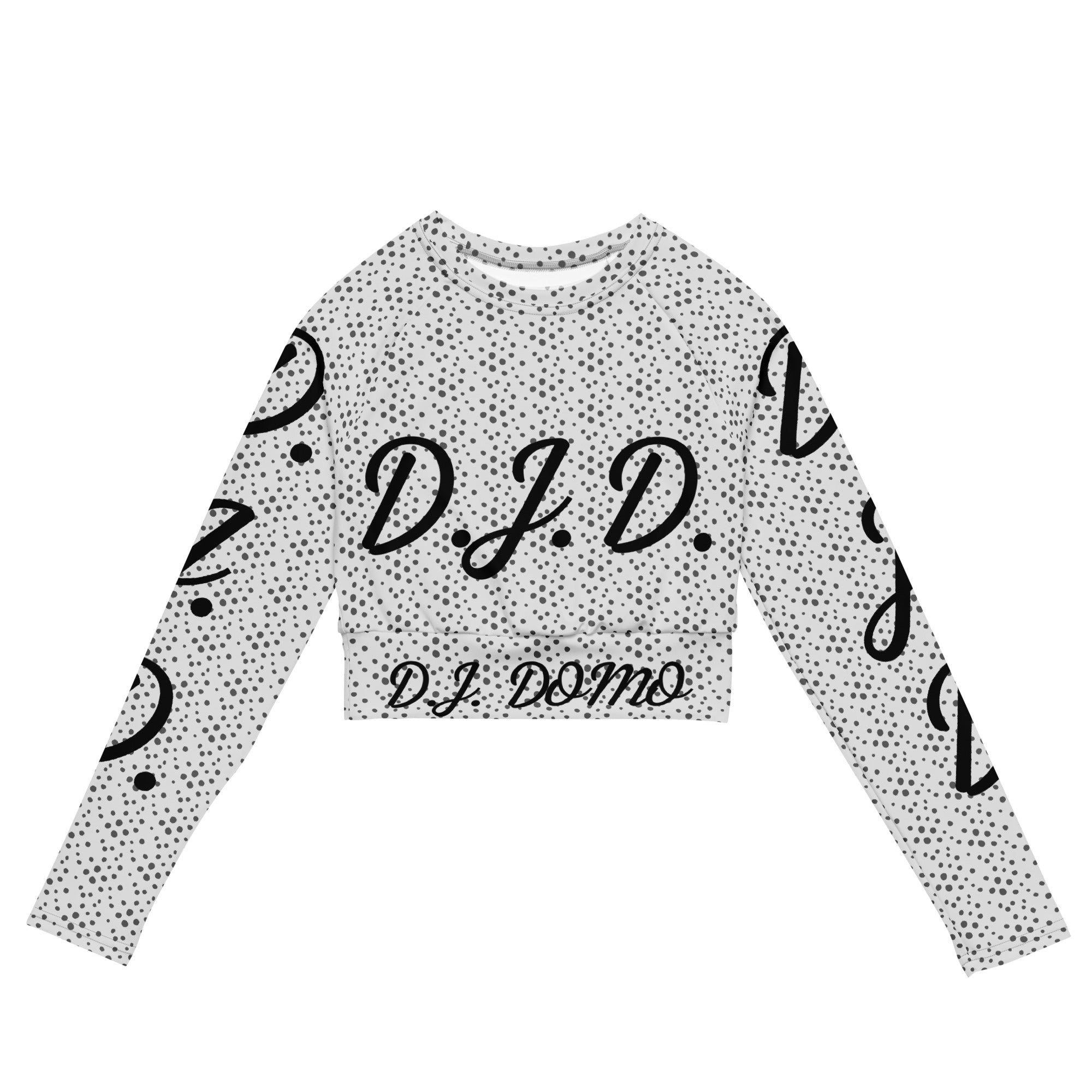 "D.J.D." Long-Sleeve Crop Top Dots/White/Black