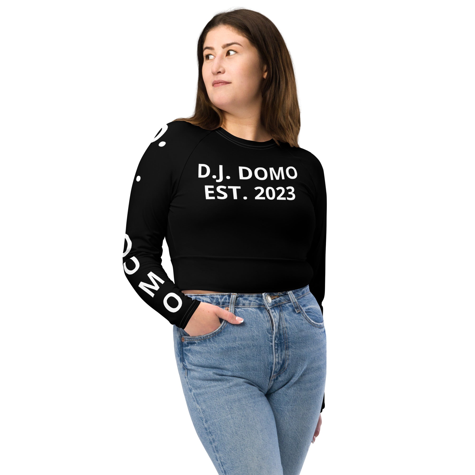 "Pay It Forward" Long-Sleeve Crop Top Black/White