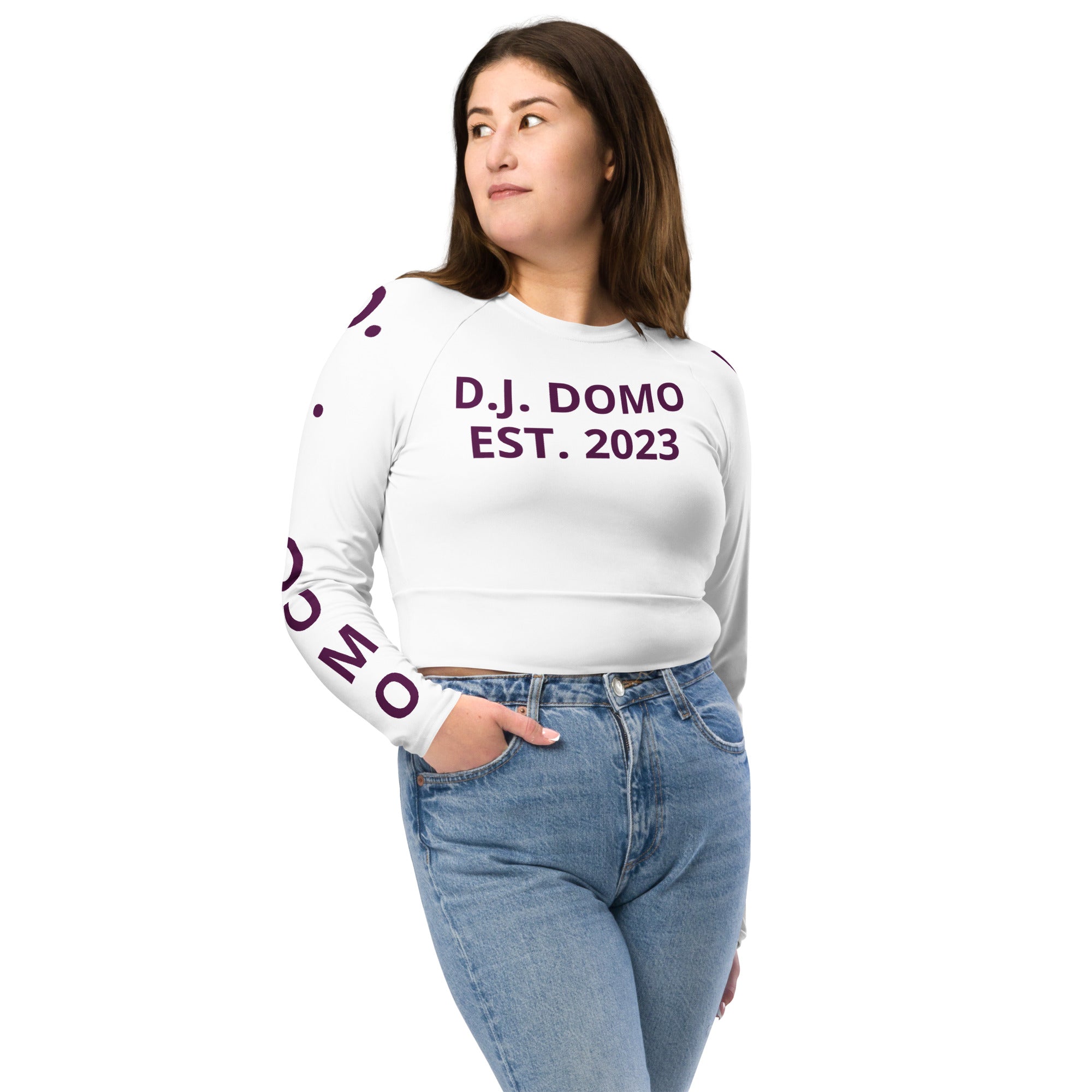 "Pay It Forward" Long-Sleeve Crop Top White/Purple