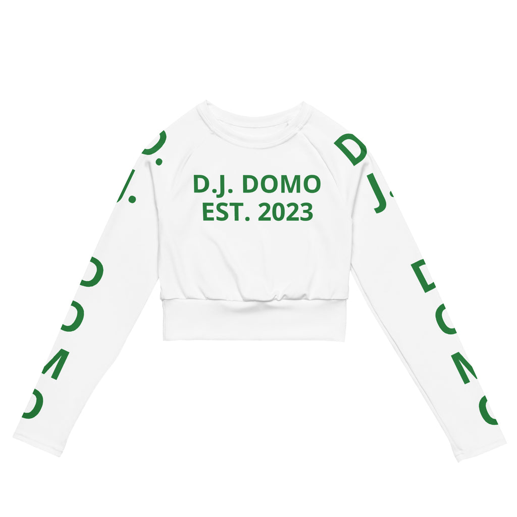 "Pay It Forward" Long-Sleeve Crop Top White/Green