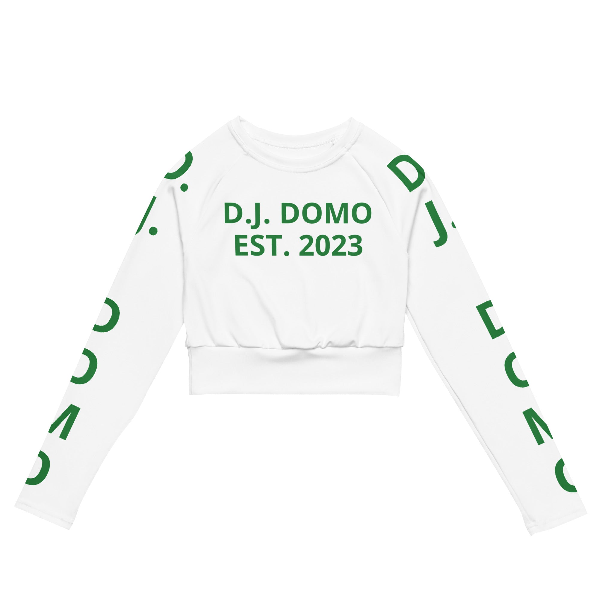 "Pay It Forward" Long-Sleeve Crop Top White/Green