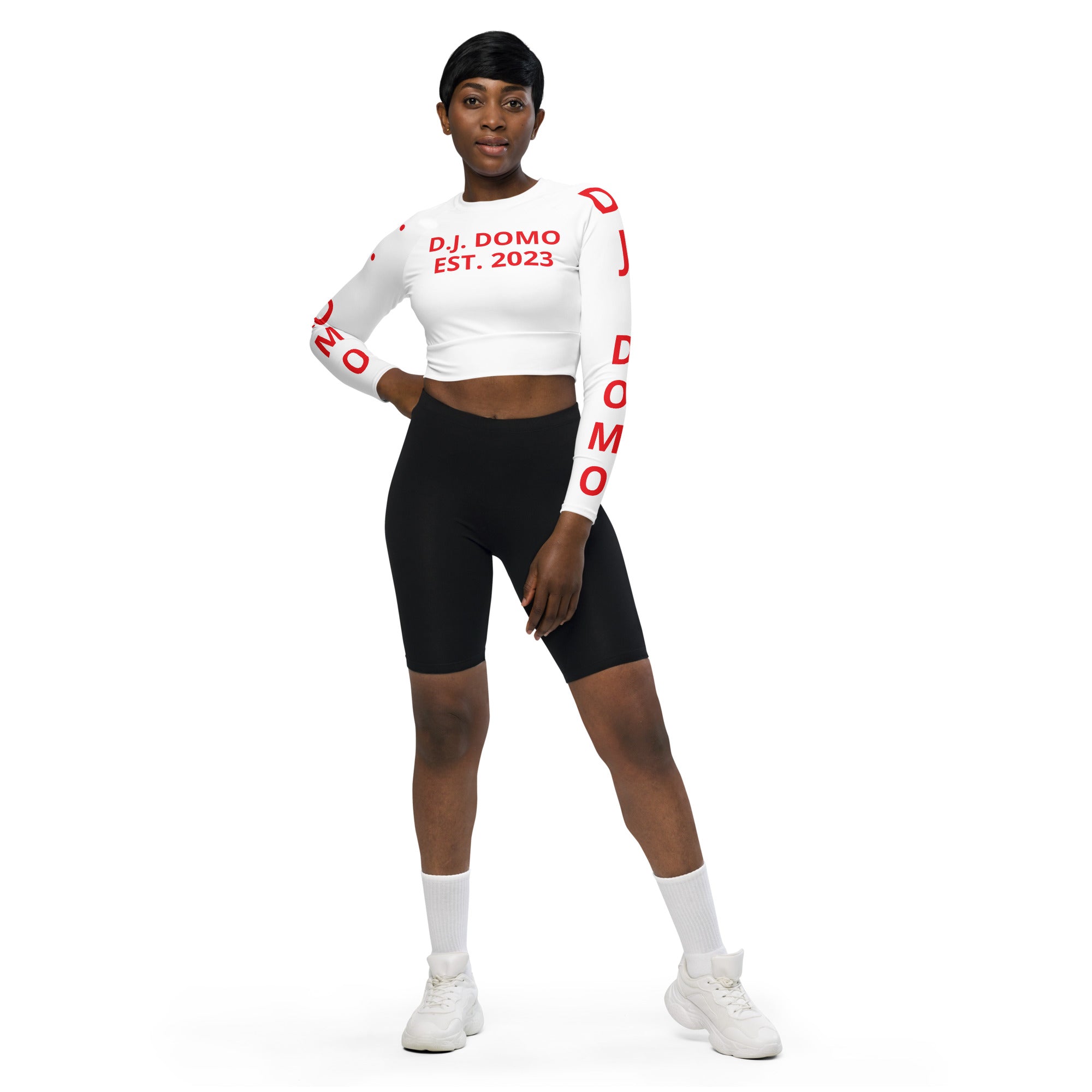 "Pay It Forward" Long-Sleeve Crop Top White/Red