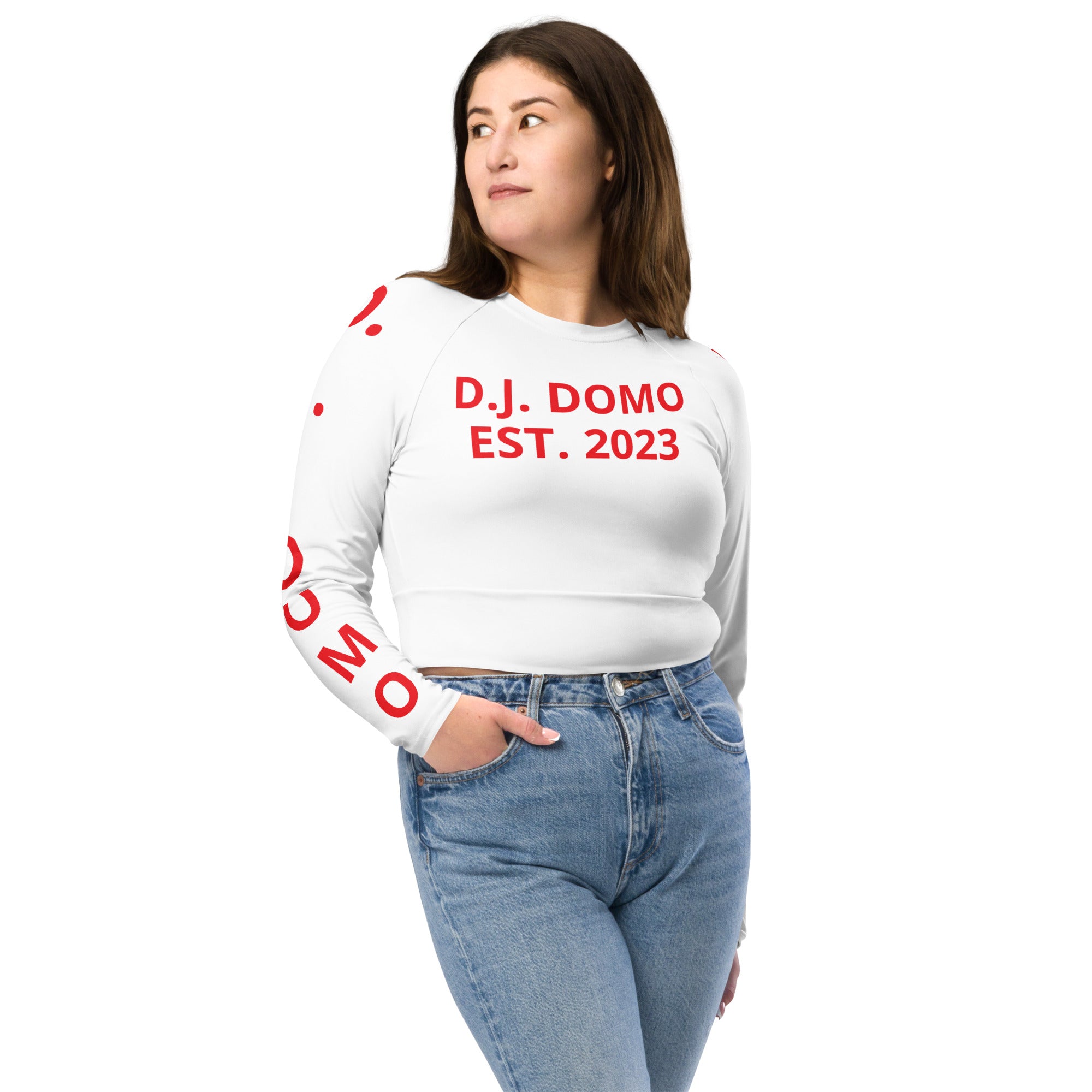 "Pay It Forward" Long-Sleeve Crop Top White/Red