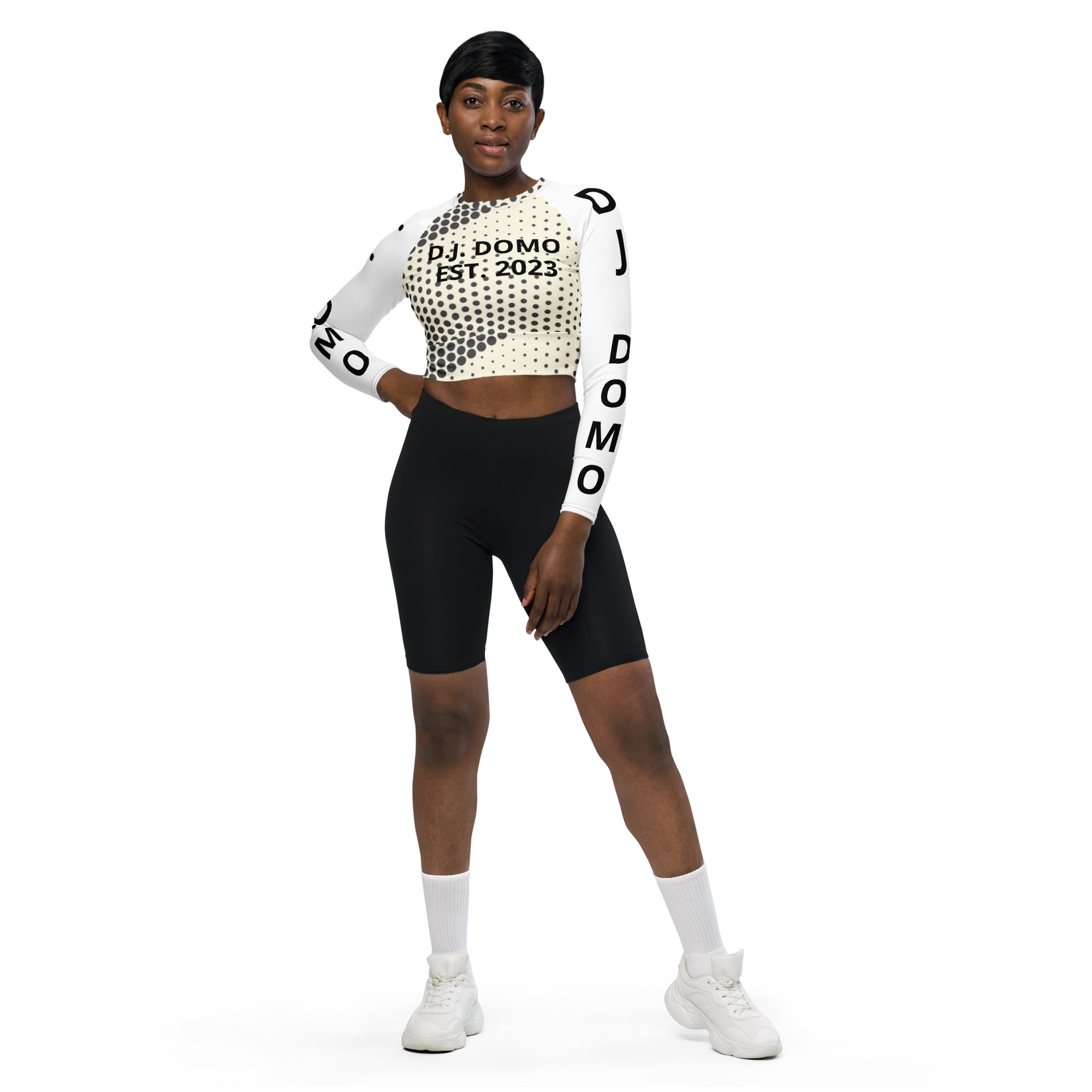 "Pay It Forward" Long-Sleeve Crop Top Dots/Bronz/White