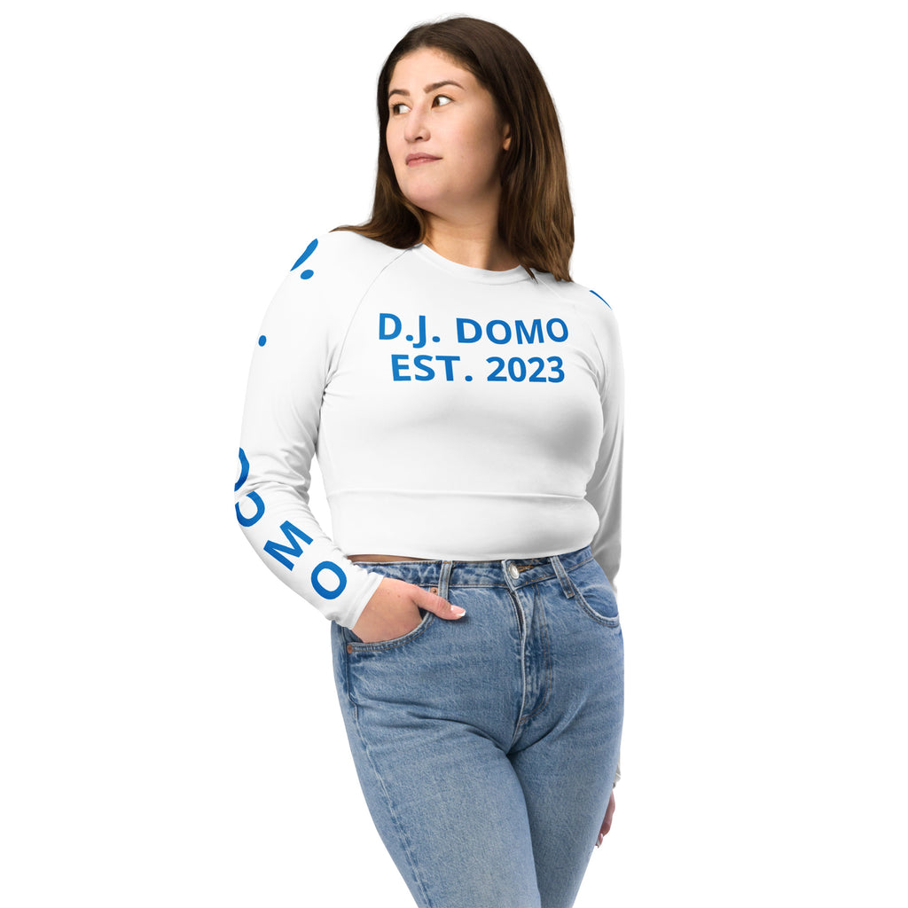 "Pay It Forward" Long-Sleeve Crop Top White/Light Blue