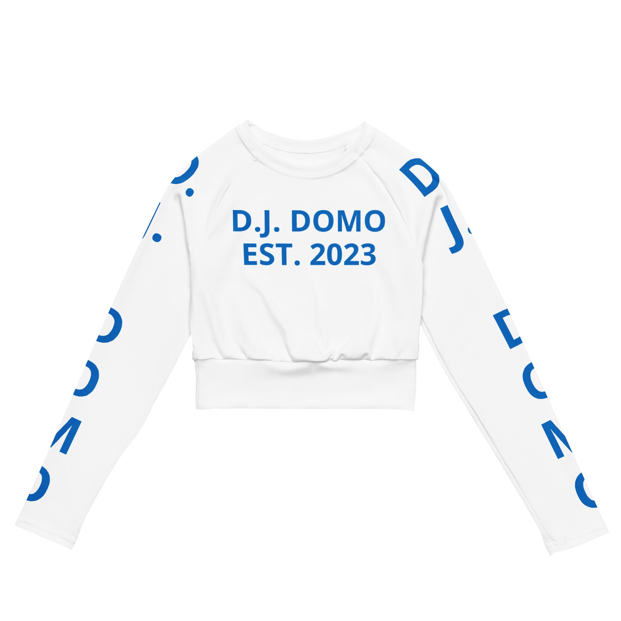 "Pay It Forward" Long-Sleeve Crop Top White/Light Blue