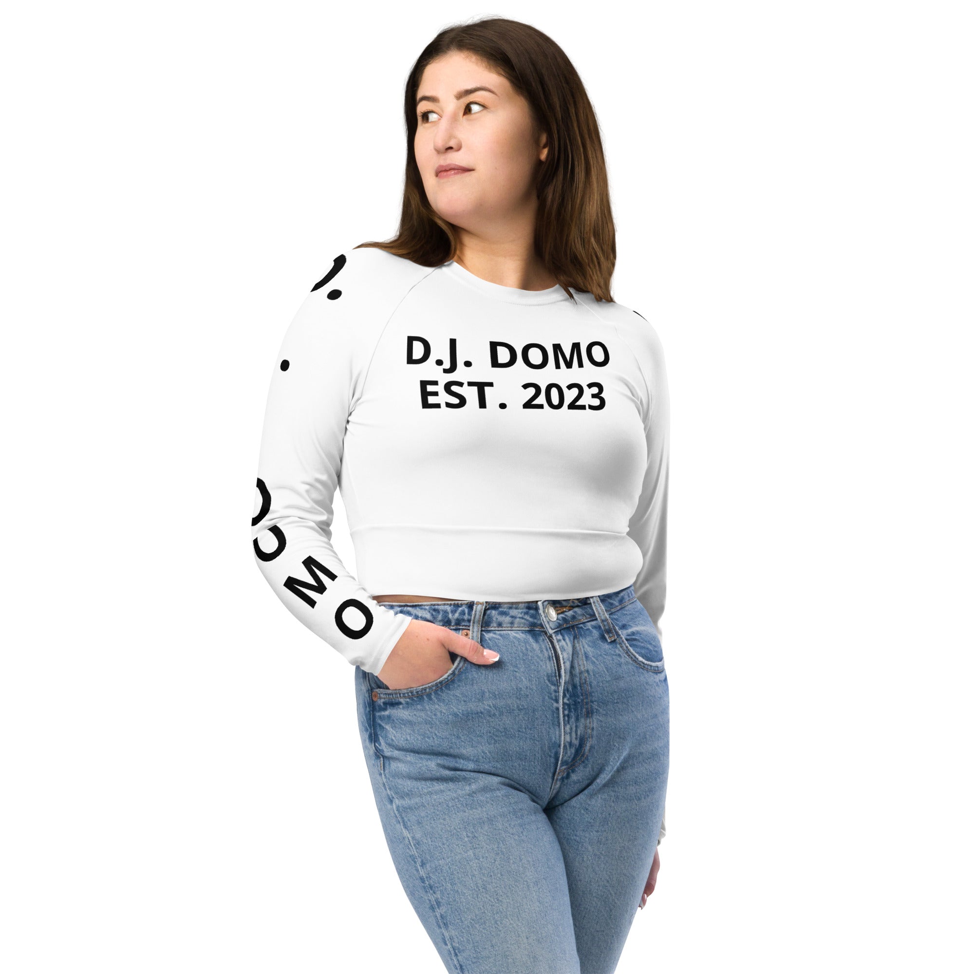 "Pay It Forward" Long-Sleeve Crop Top White/Black
