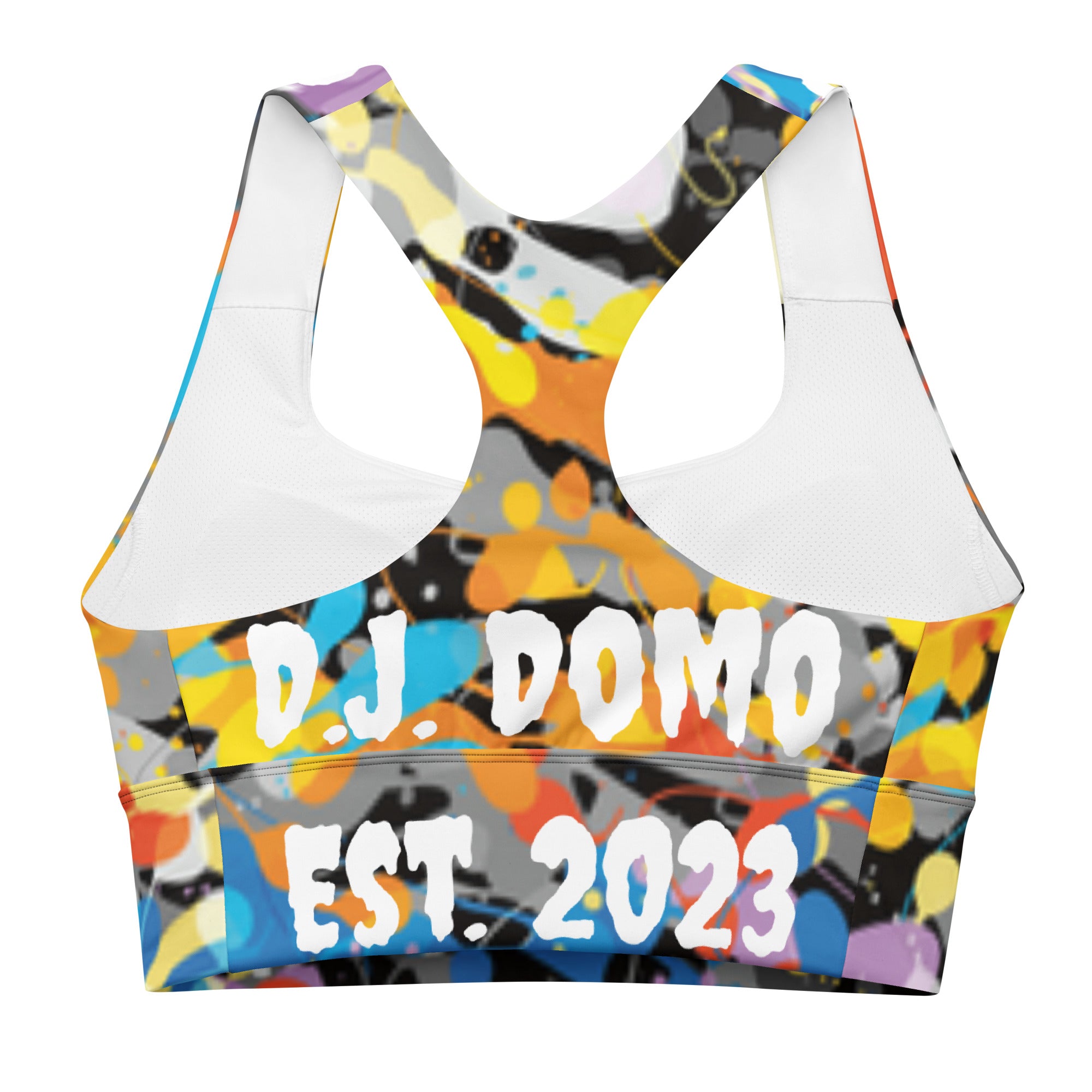 D.J. Domo "D.J.D." Paint Print Longline Sports Bra