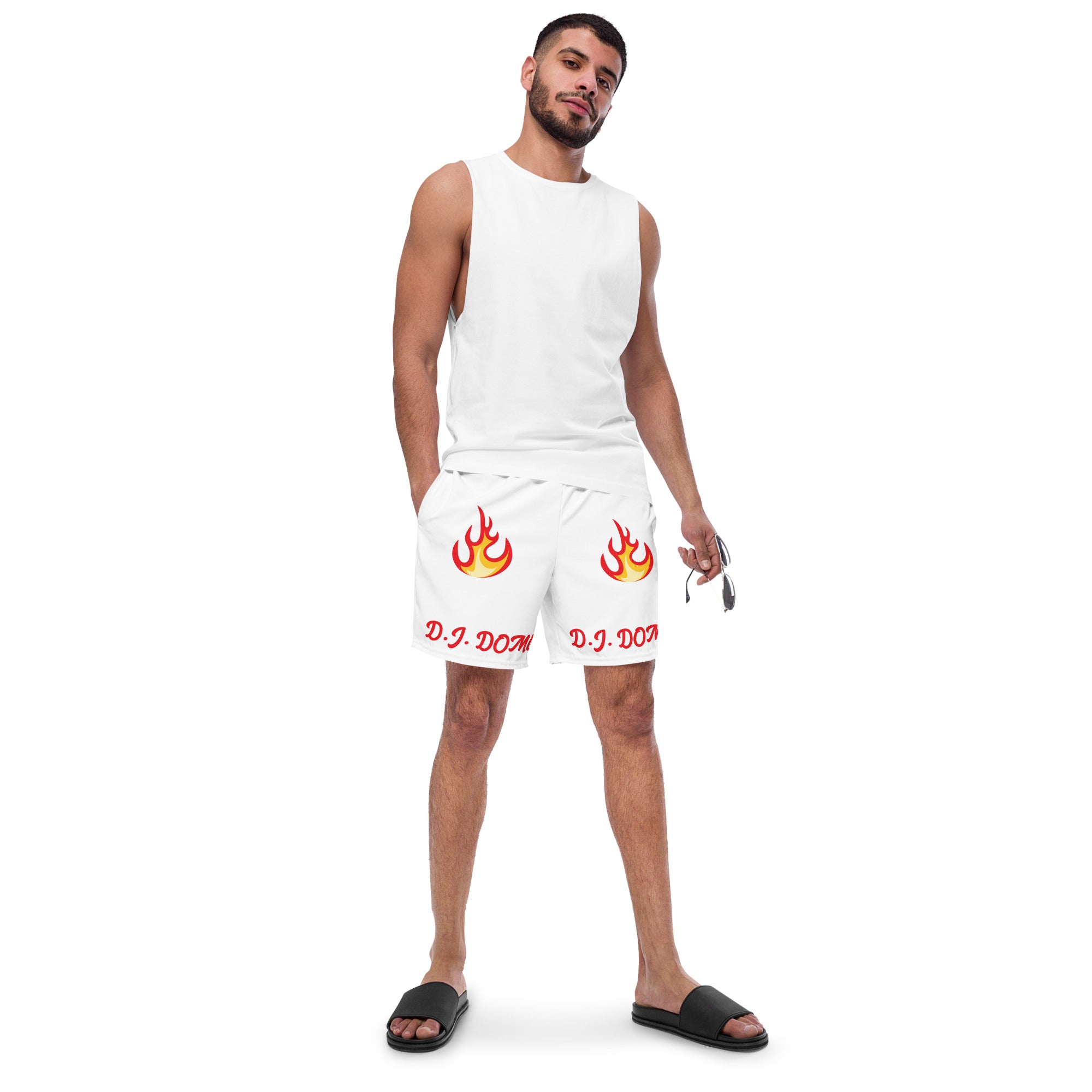 "Hot Fire" Swim Trunks White