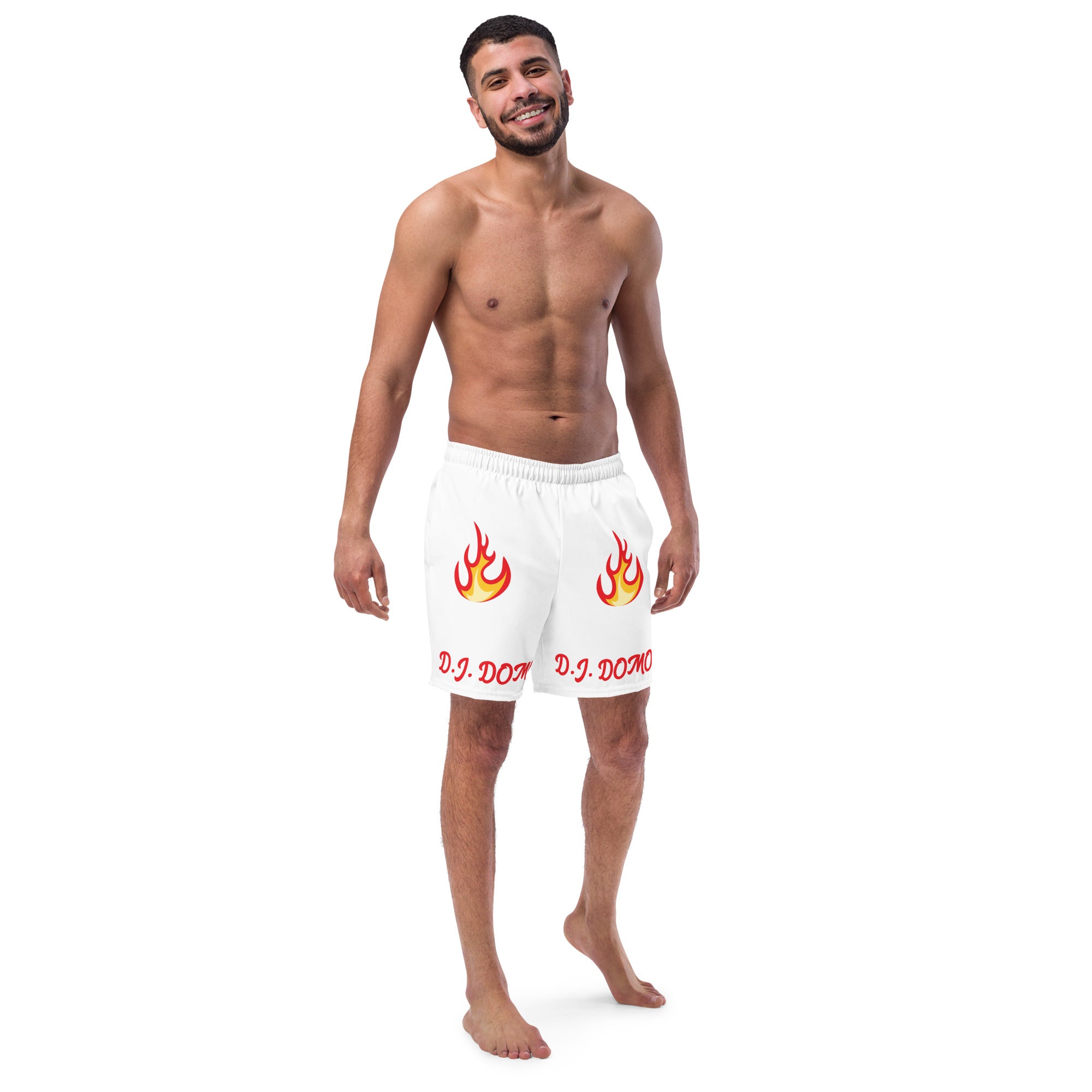 "Hot Fire" Swim Trunks White