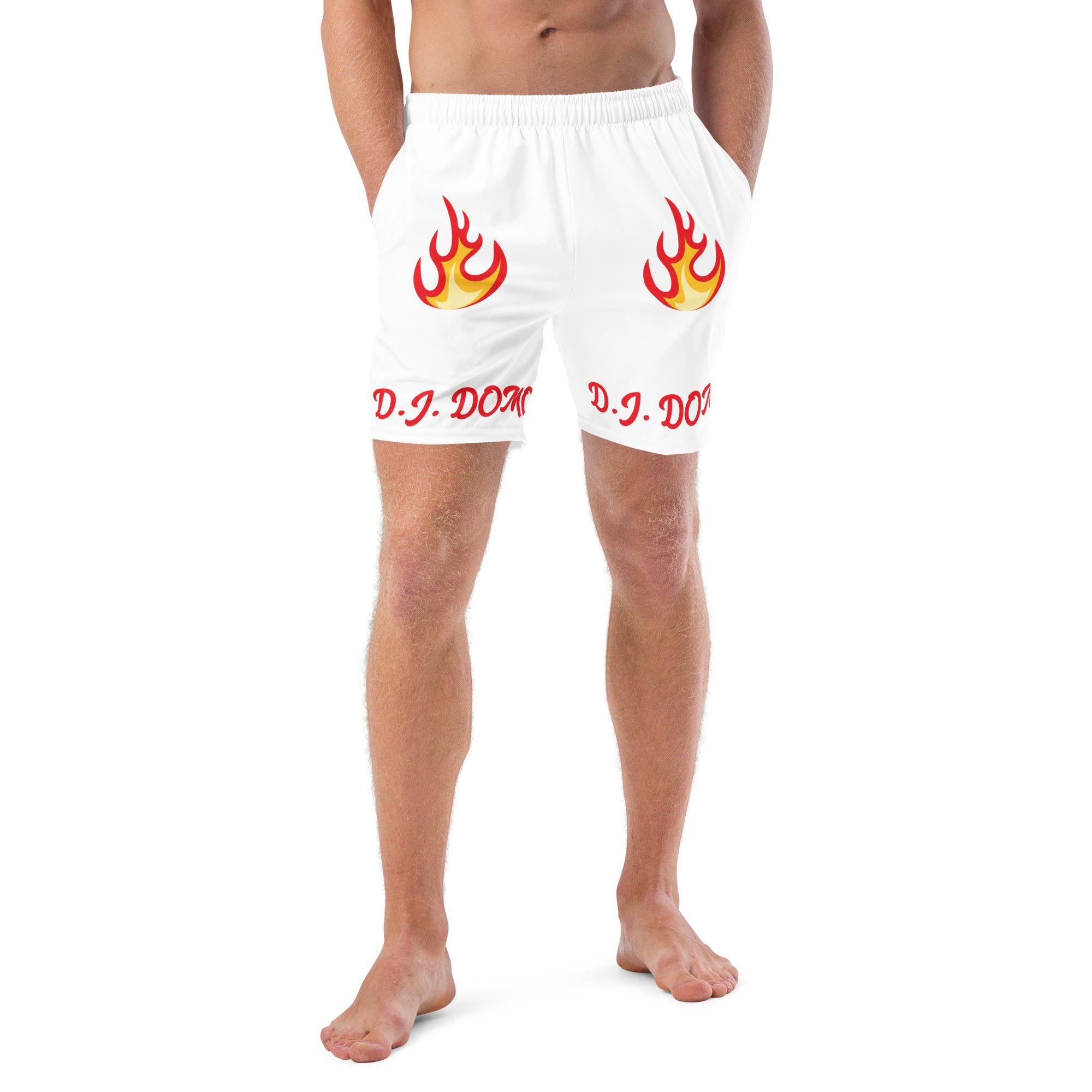 "Hot Fire" Swim Trunks White