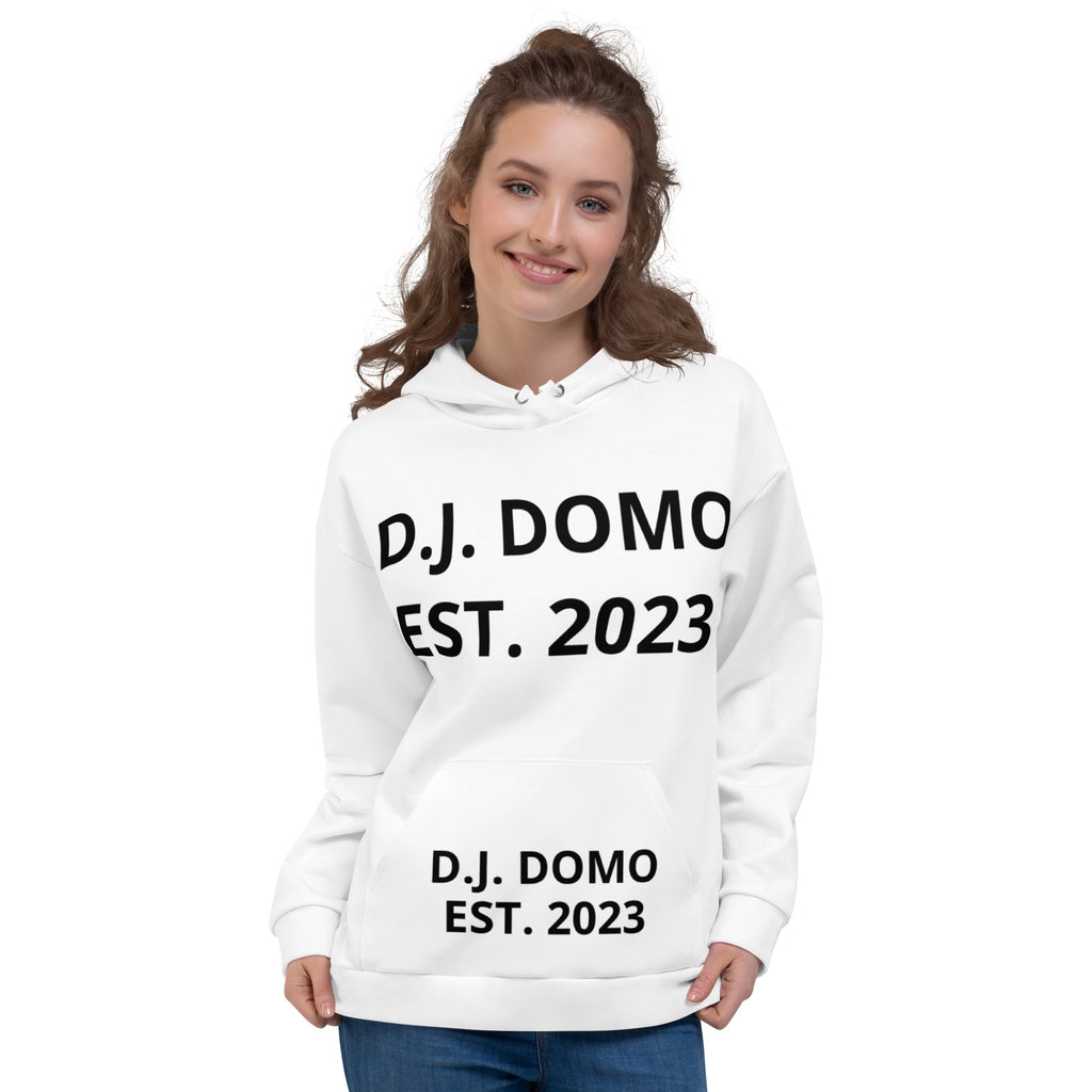 D.J. Domo "Est" Unisex Hoodie White/Black