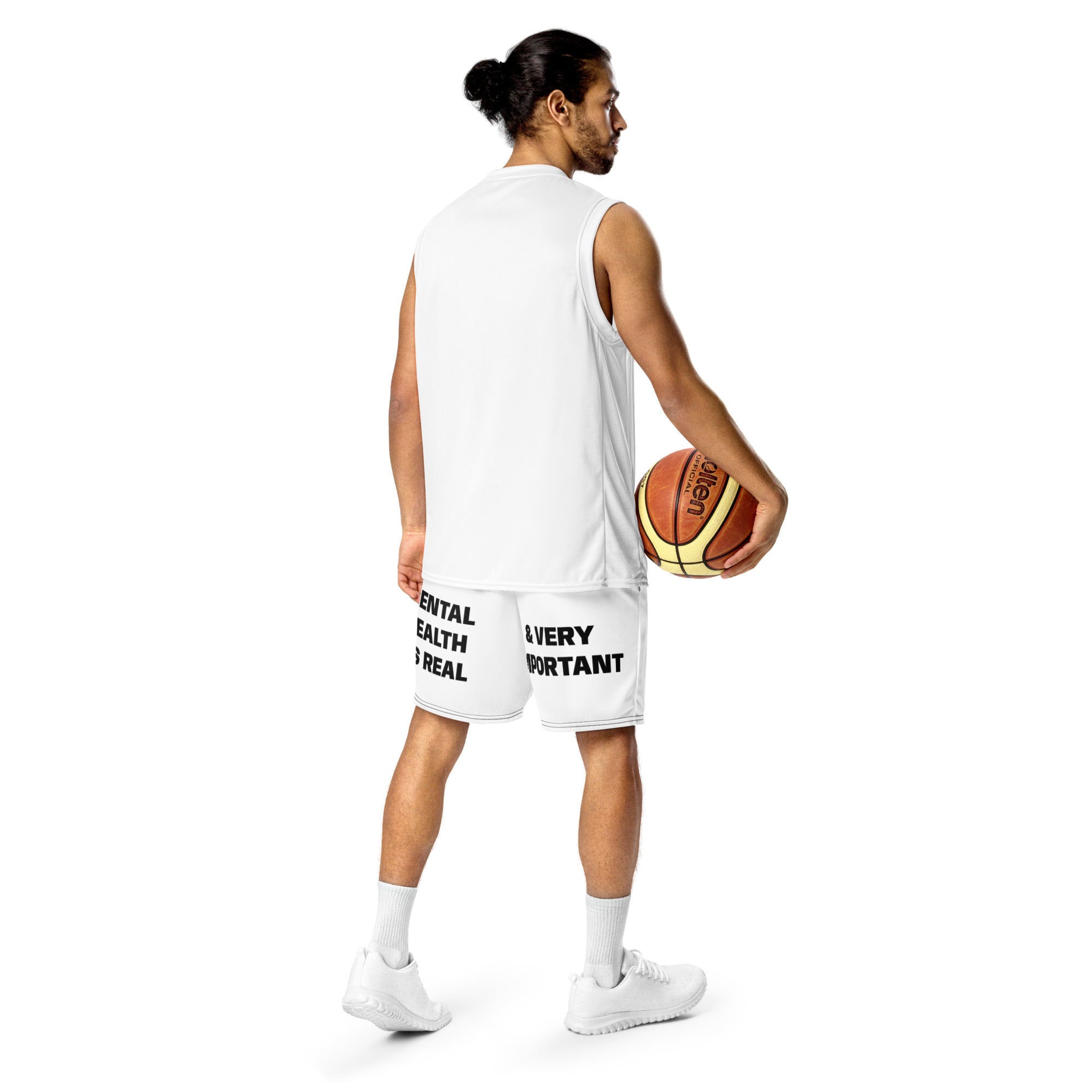 "Mental Health yournotalone" Unisex Mesh Shorts White/Black