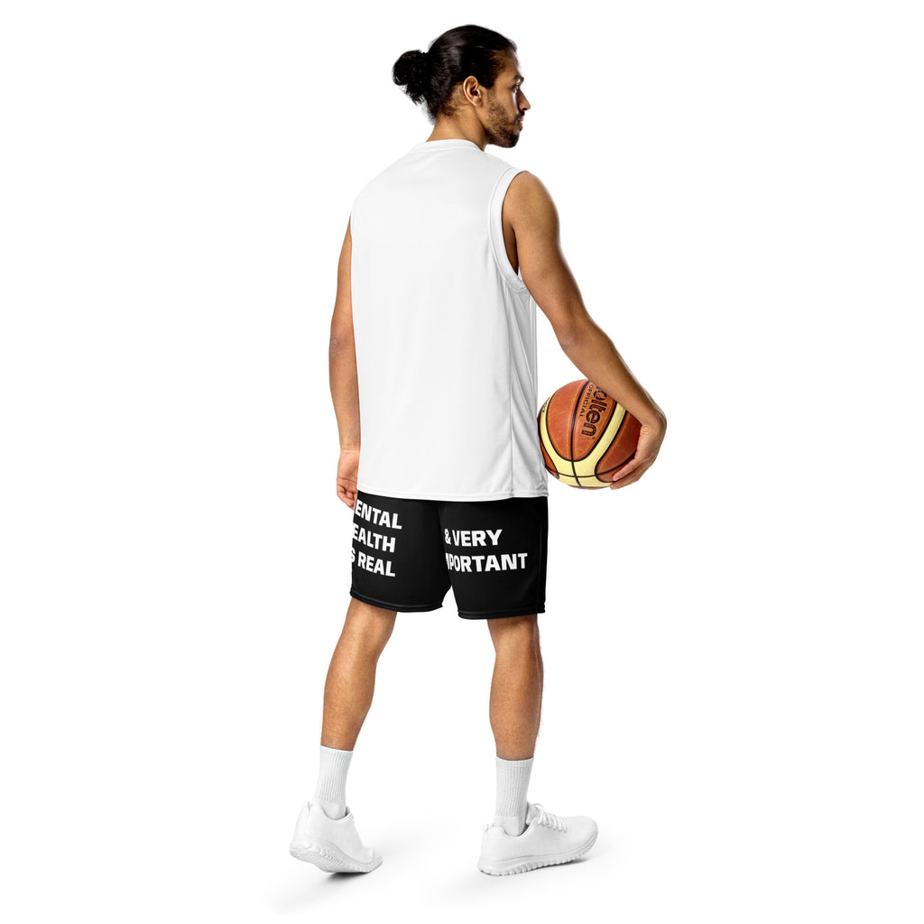 "Mental Health yournotalone" Unisex Mesh Shorts Black/White