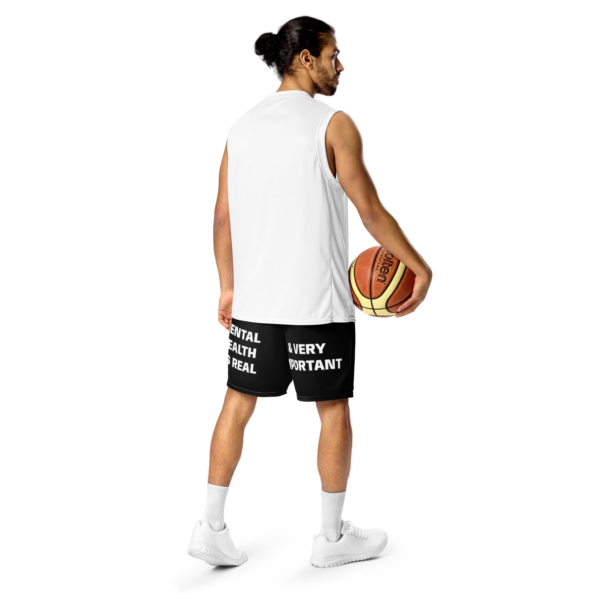 "Mental Health yournotalone" Unisex Mesh Shorts Black/White