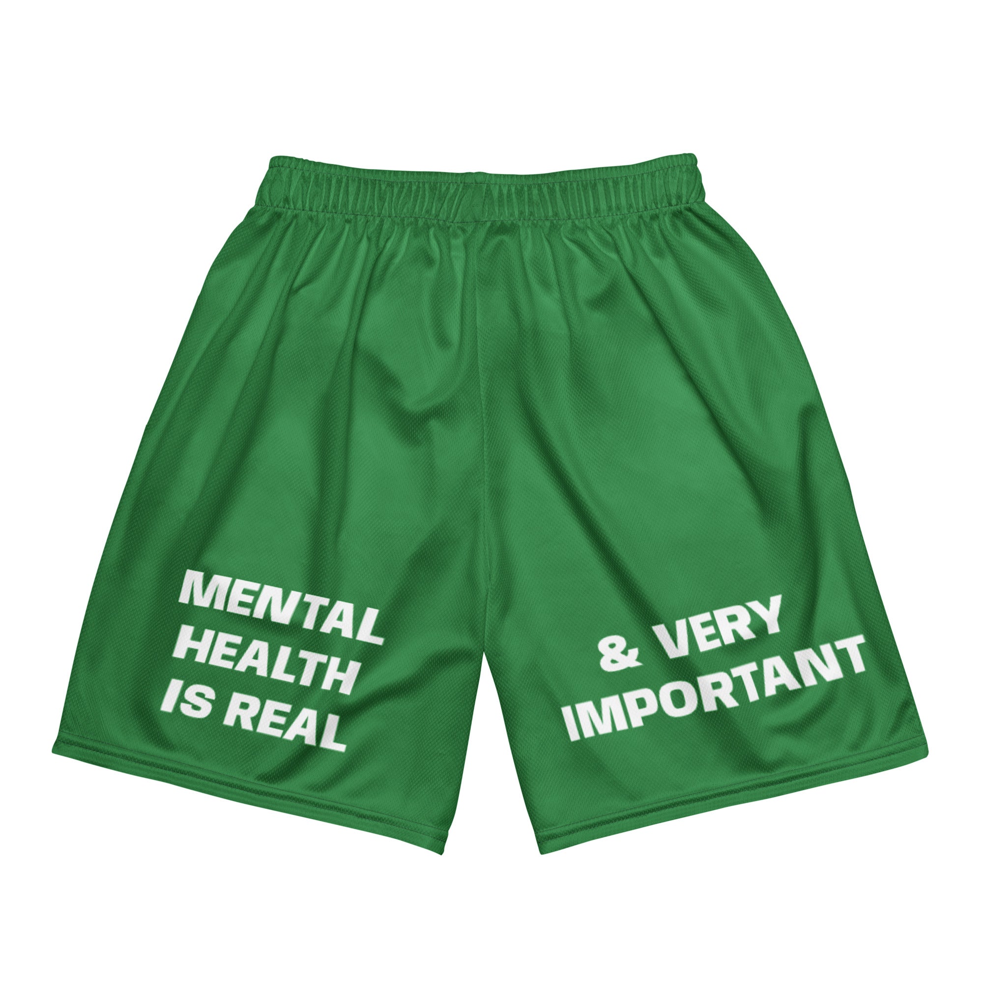 "Mental Health yournotalone" Unisex Mesh Shorts Green/White
