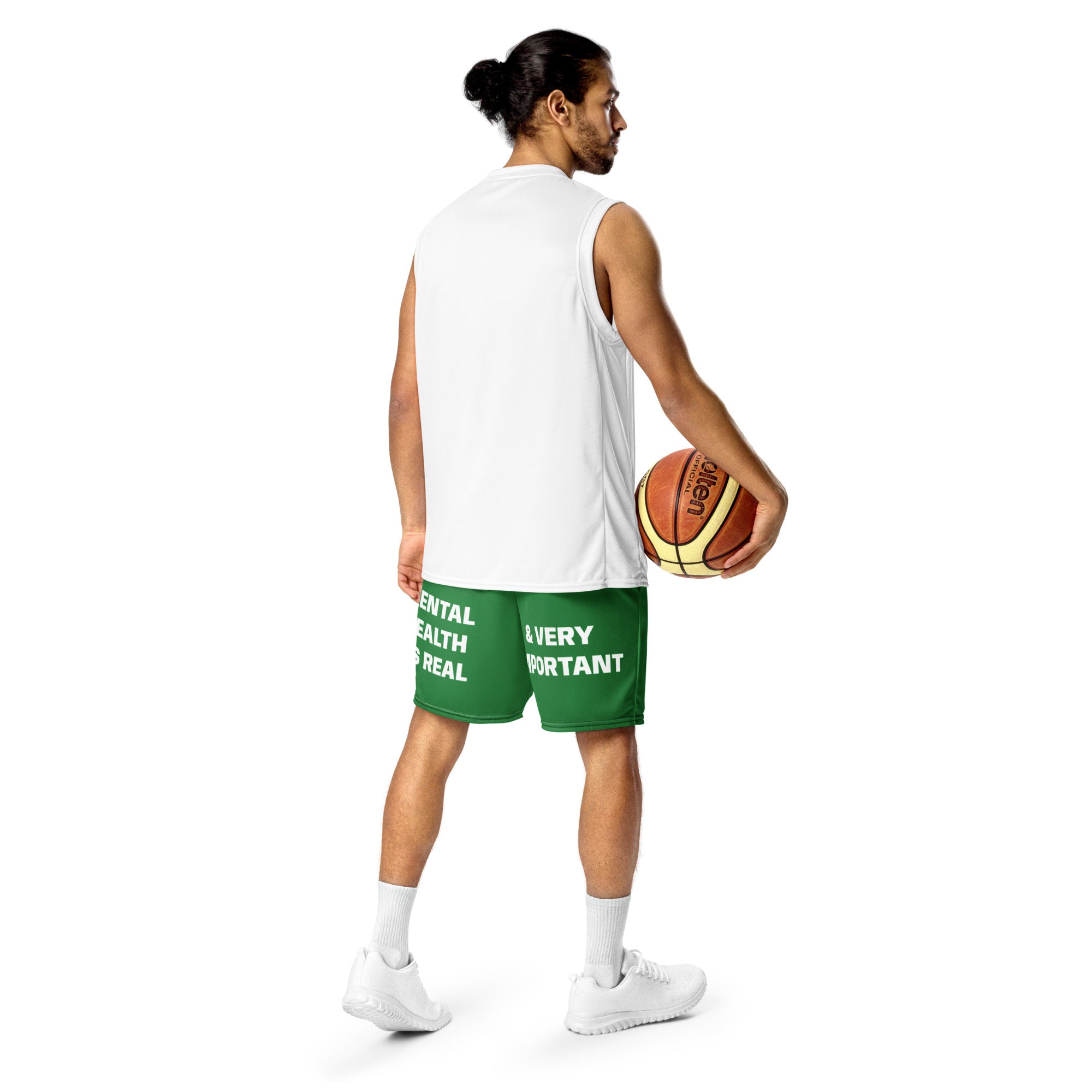 "Mental Health yournotalone" Unisex Mesh Shorts Green/White