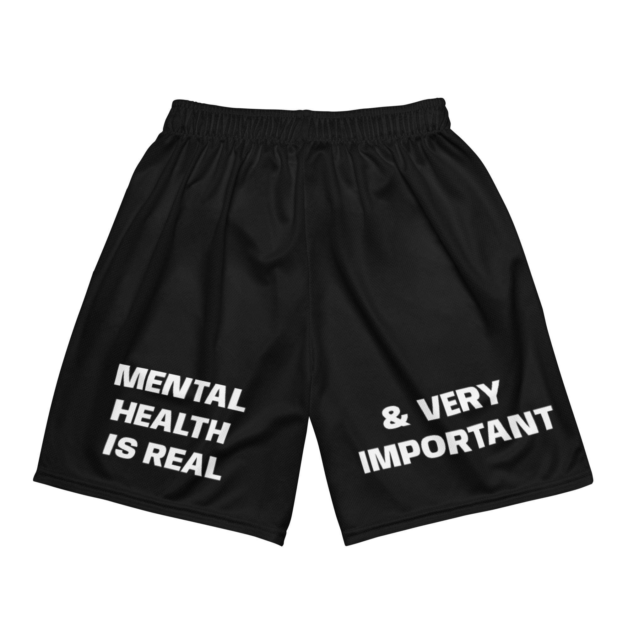 "Mental Health 988" Unisex Mesh Shorts Black/White