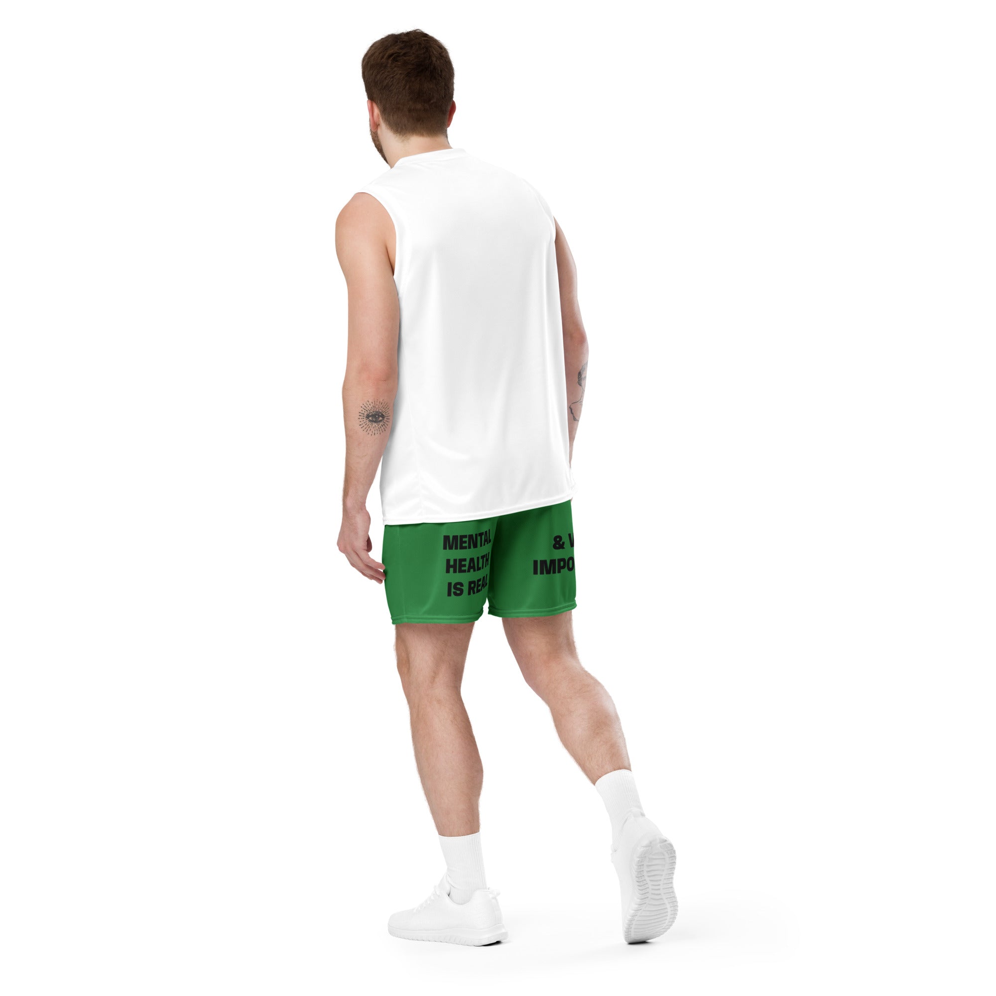 "Mental Health 988" Unisex Mesh Shorts Green/Black