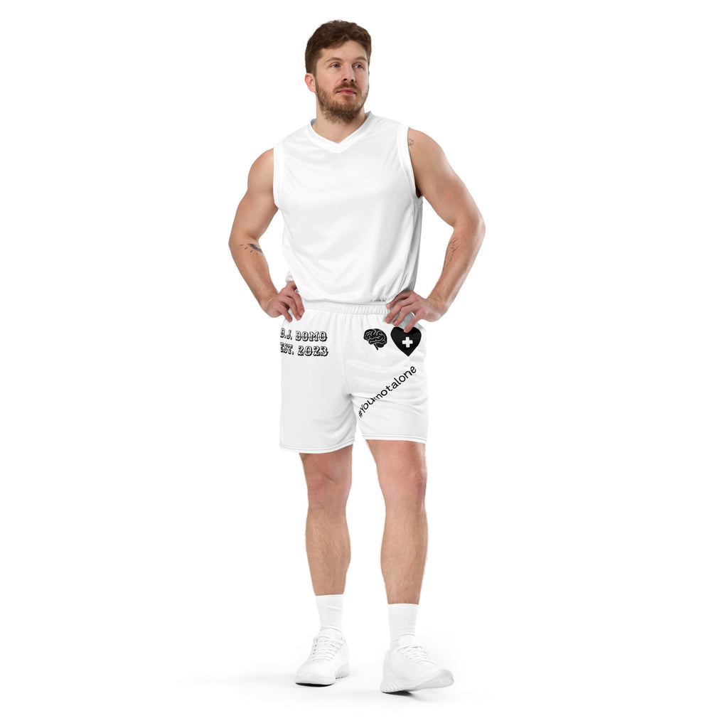 "Mental Health yournotalone" Unisex Mesh Shorts White/Black