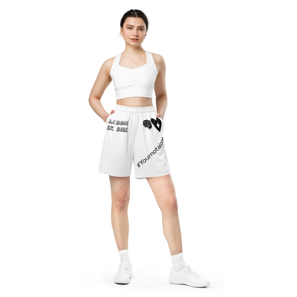 "Mental Health yournotalone" Unisex Mesh Shorts White/Black