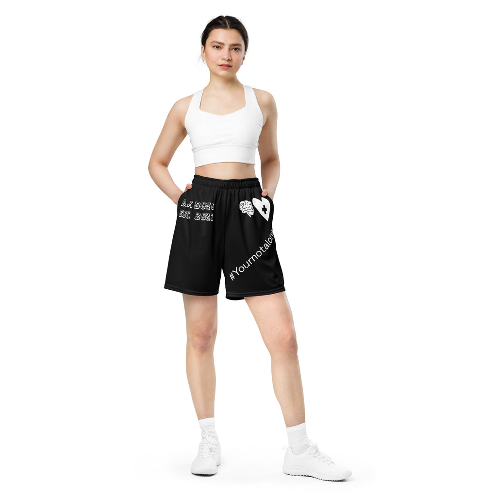 "Mental Health yournotalone" Unisex Mesh Shorts Black/White