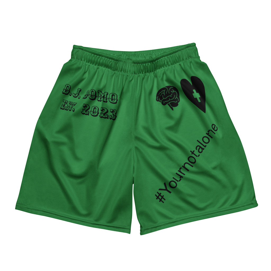 "Mental Health yournotalone" Unisex Mesh Shorts Green/Black