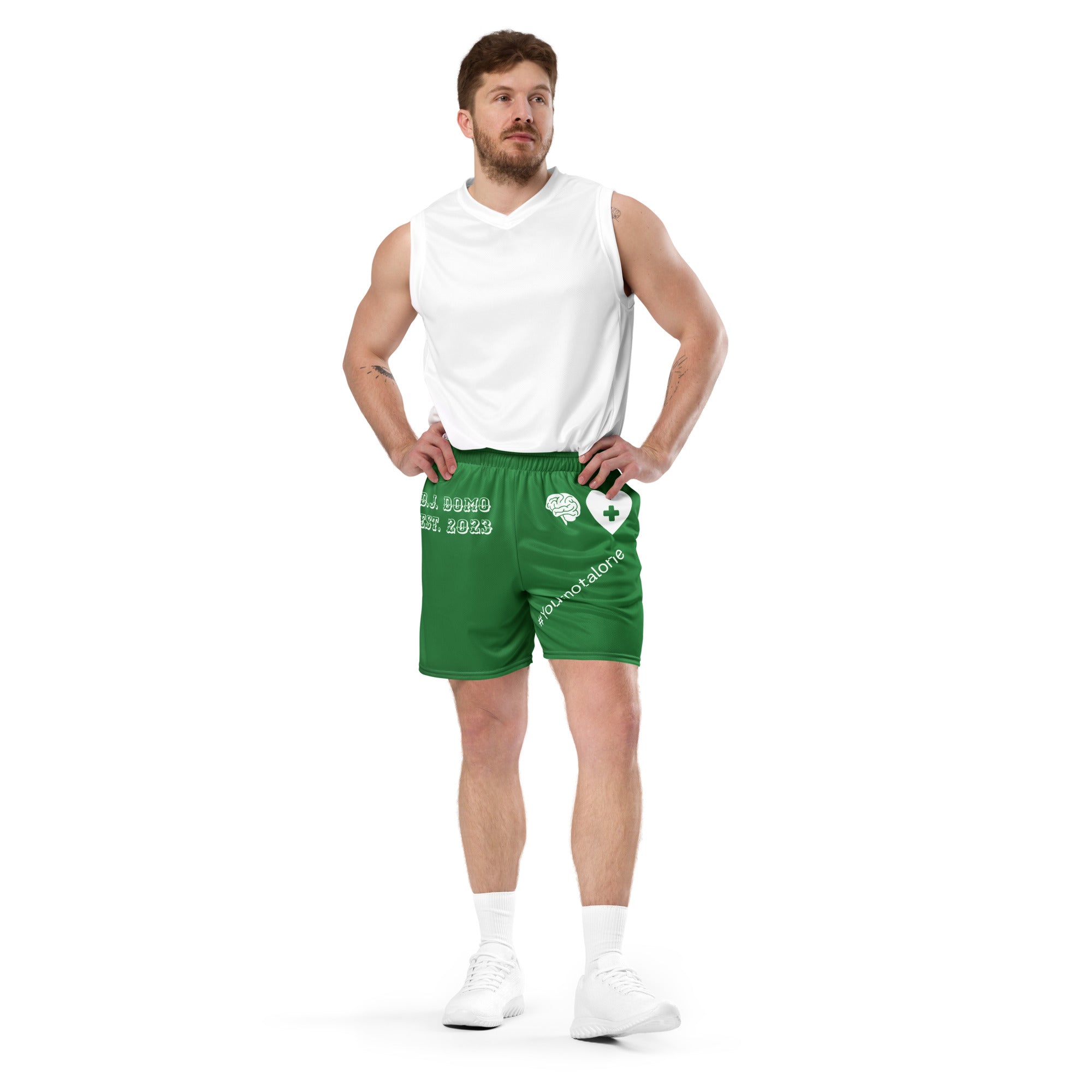 "Mental Health yournotalone" Unisex Mesh Shorts Green/White