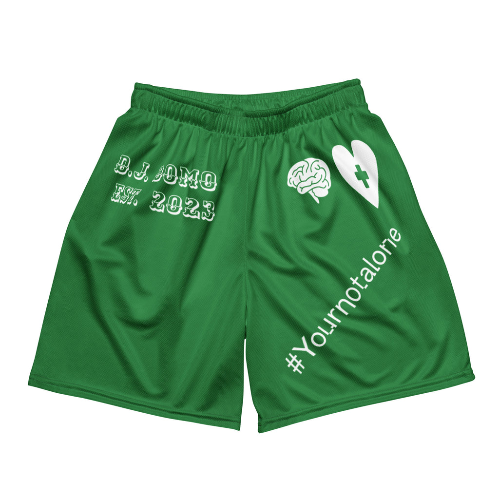 "Mental Health yournotalone" Unisex Mesh Shorts Green/White