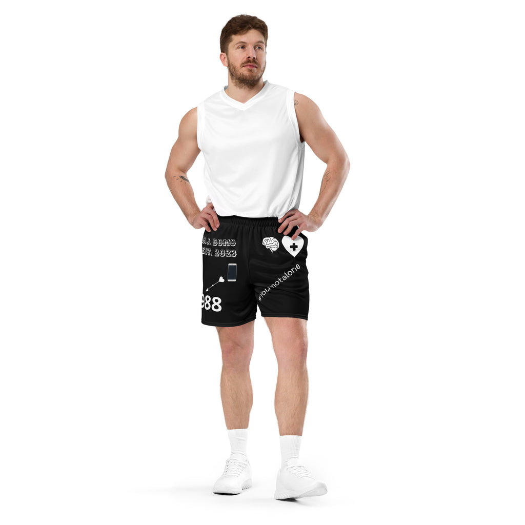"Mental Health 988" Unisex Mesh Shorts Black/White