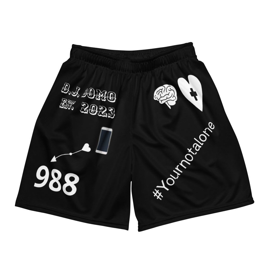 "Mental Health 988" Unisex Mesh Shorts Black/White