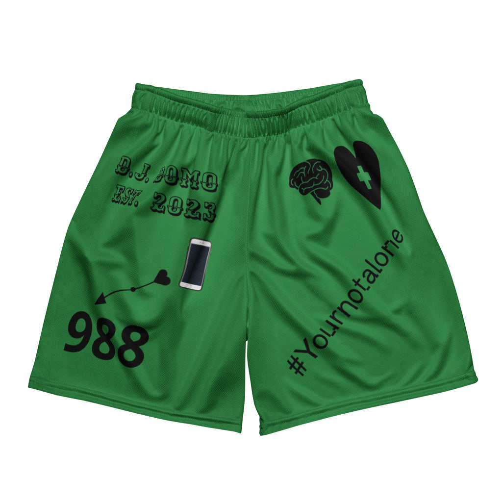 "Mental Health 988" Unisex Mesh Shorts Green/Black