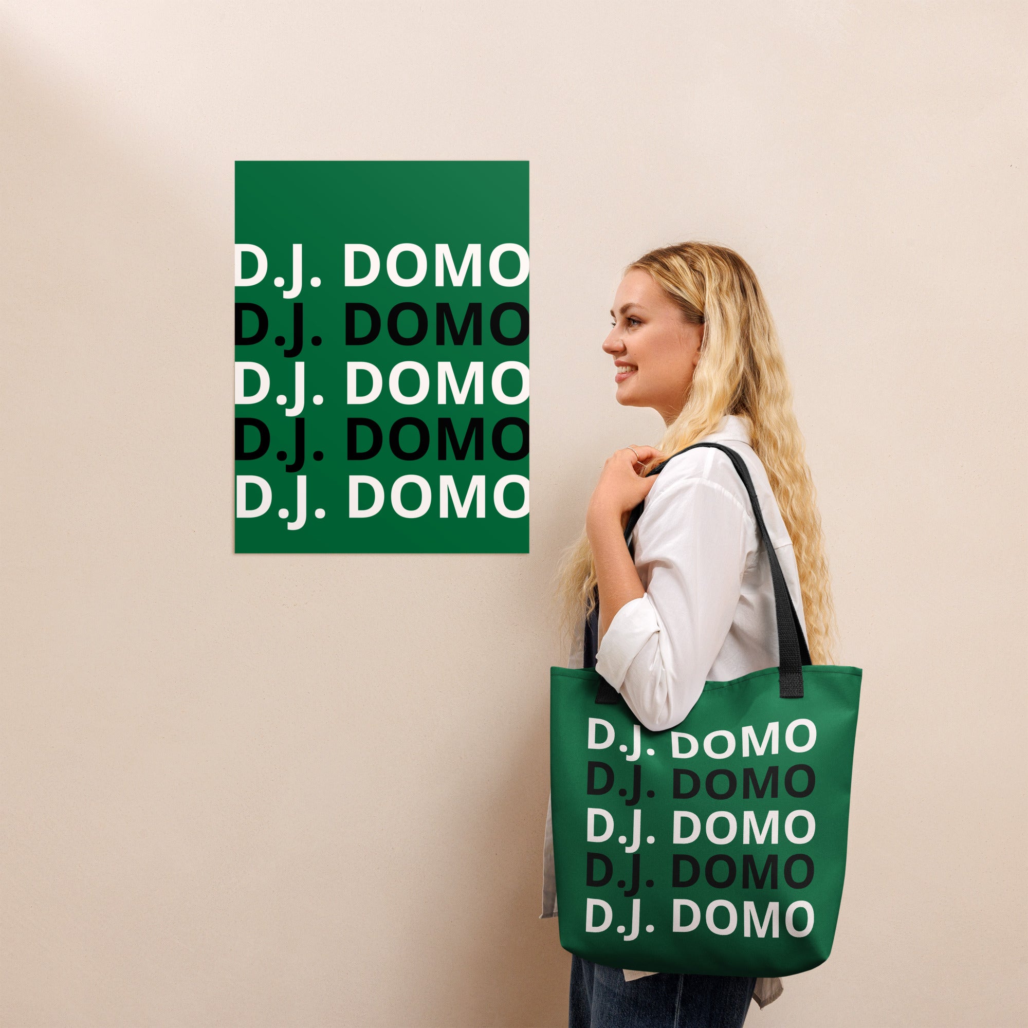 "Classic" Tote Bag Green/Black/White