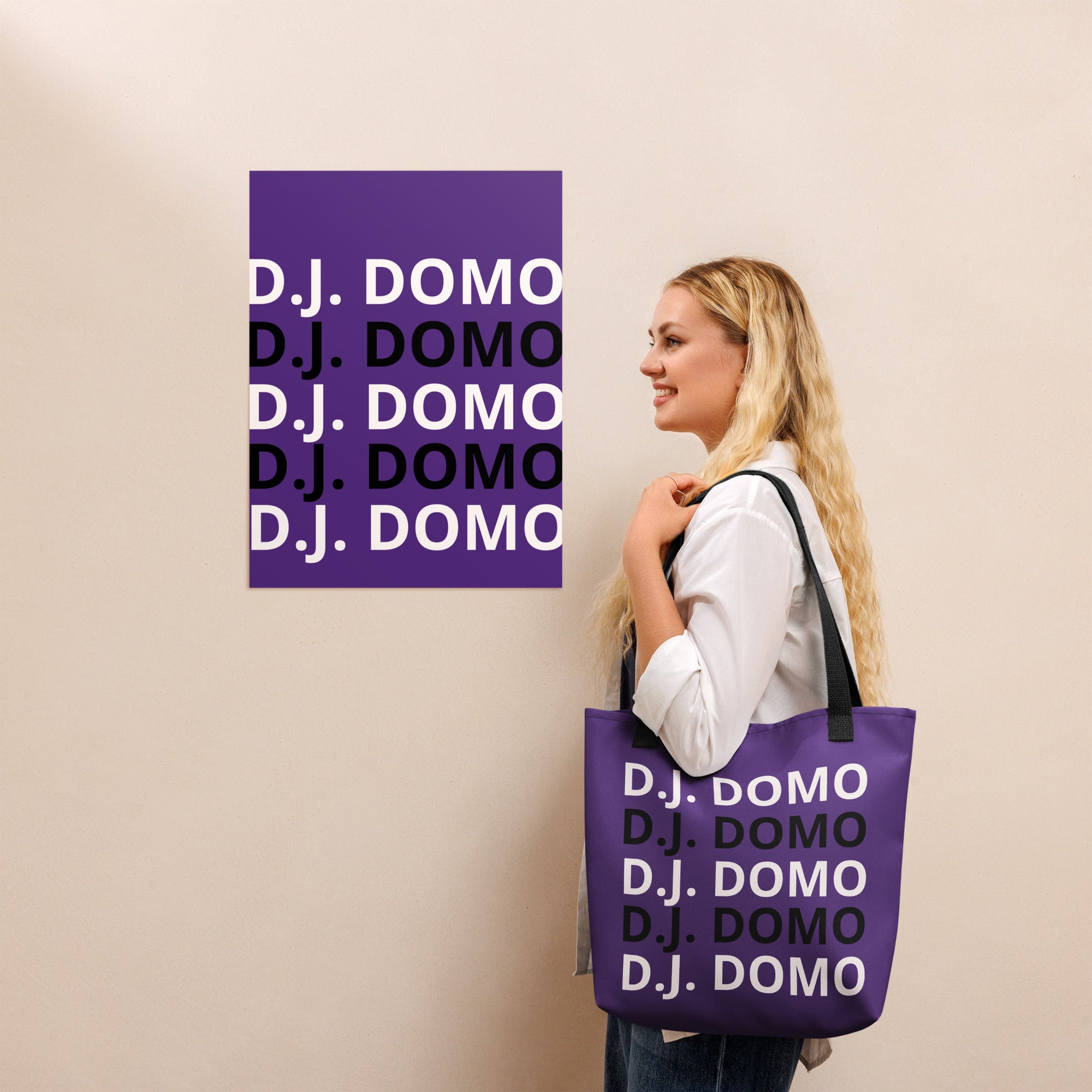 "Classic" Tote Bag Purple/Black/White